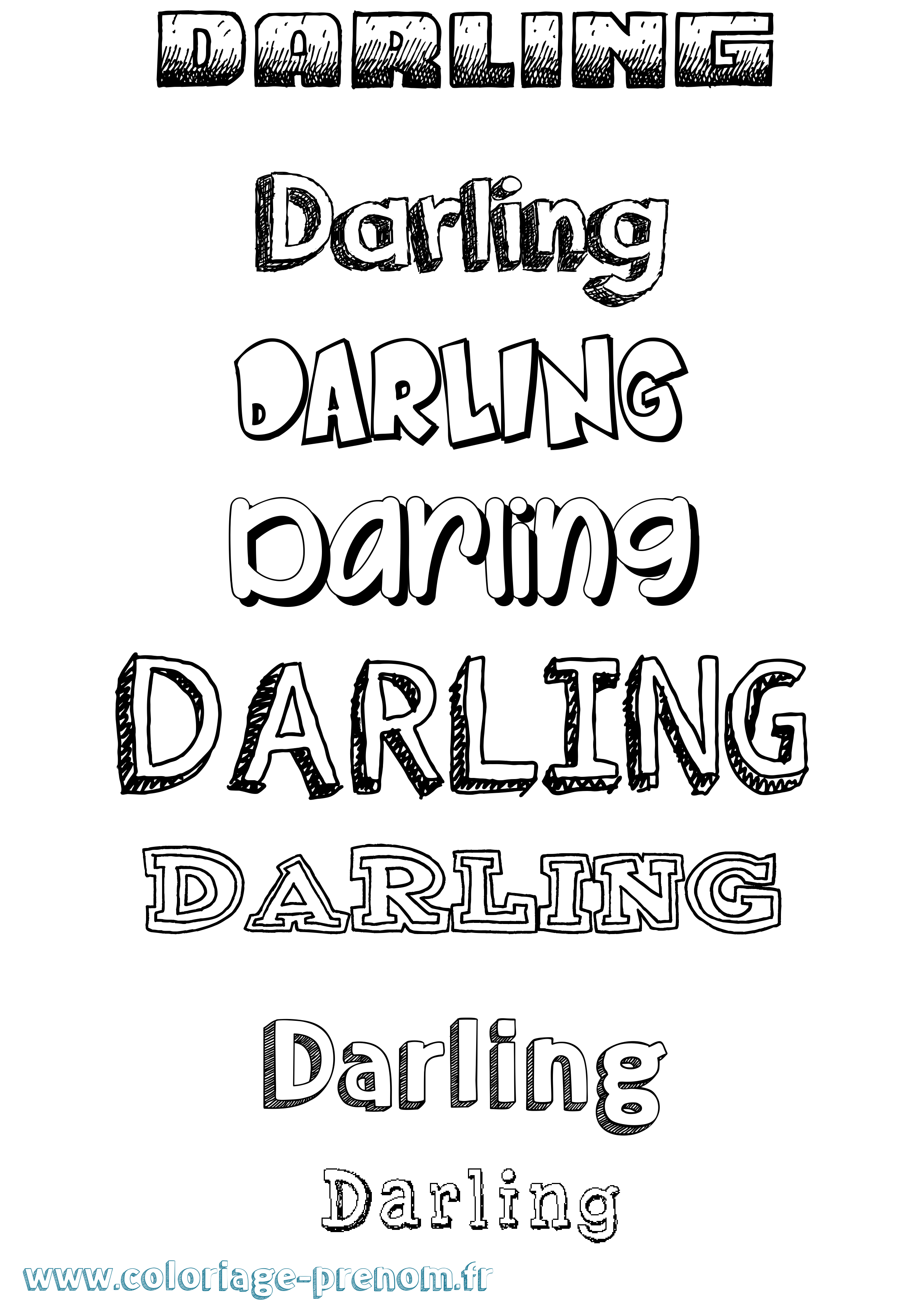 Coloriage Darling Dessiné Coloriage prénom Darling Dessiné