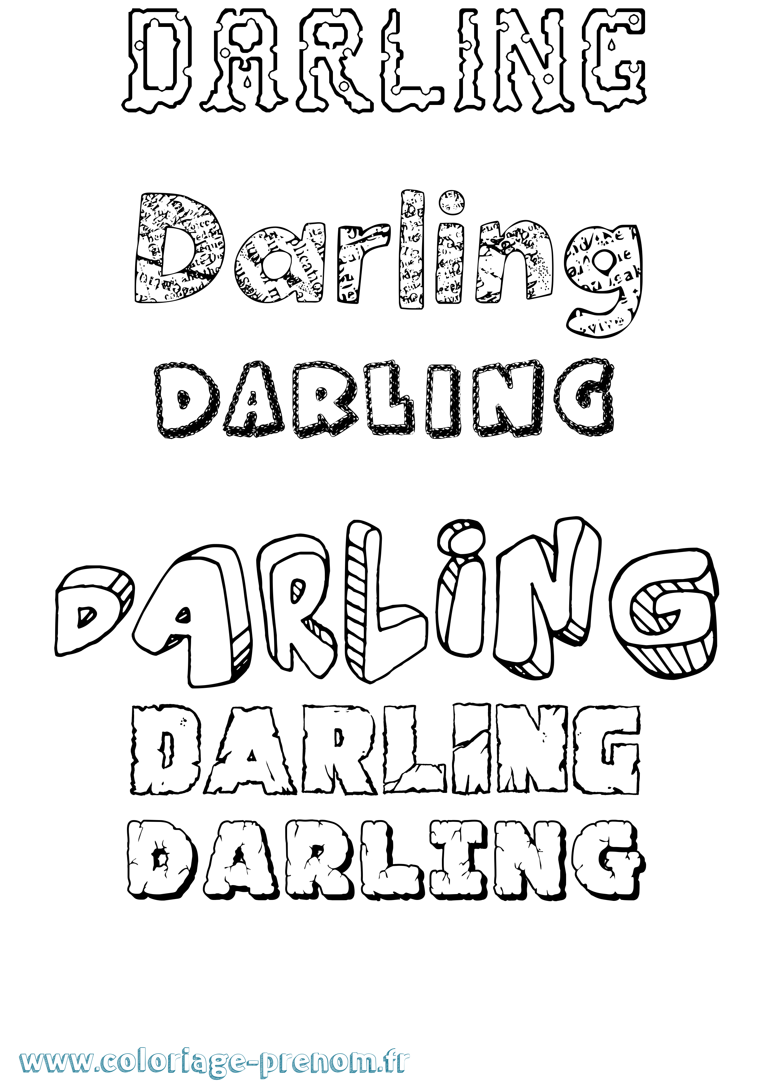 Coloriage Darling Destructuré Coloriage prénom Darling Destructuré