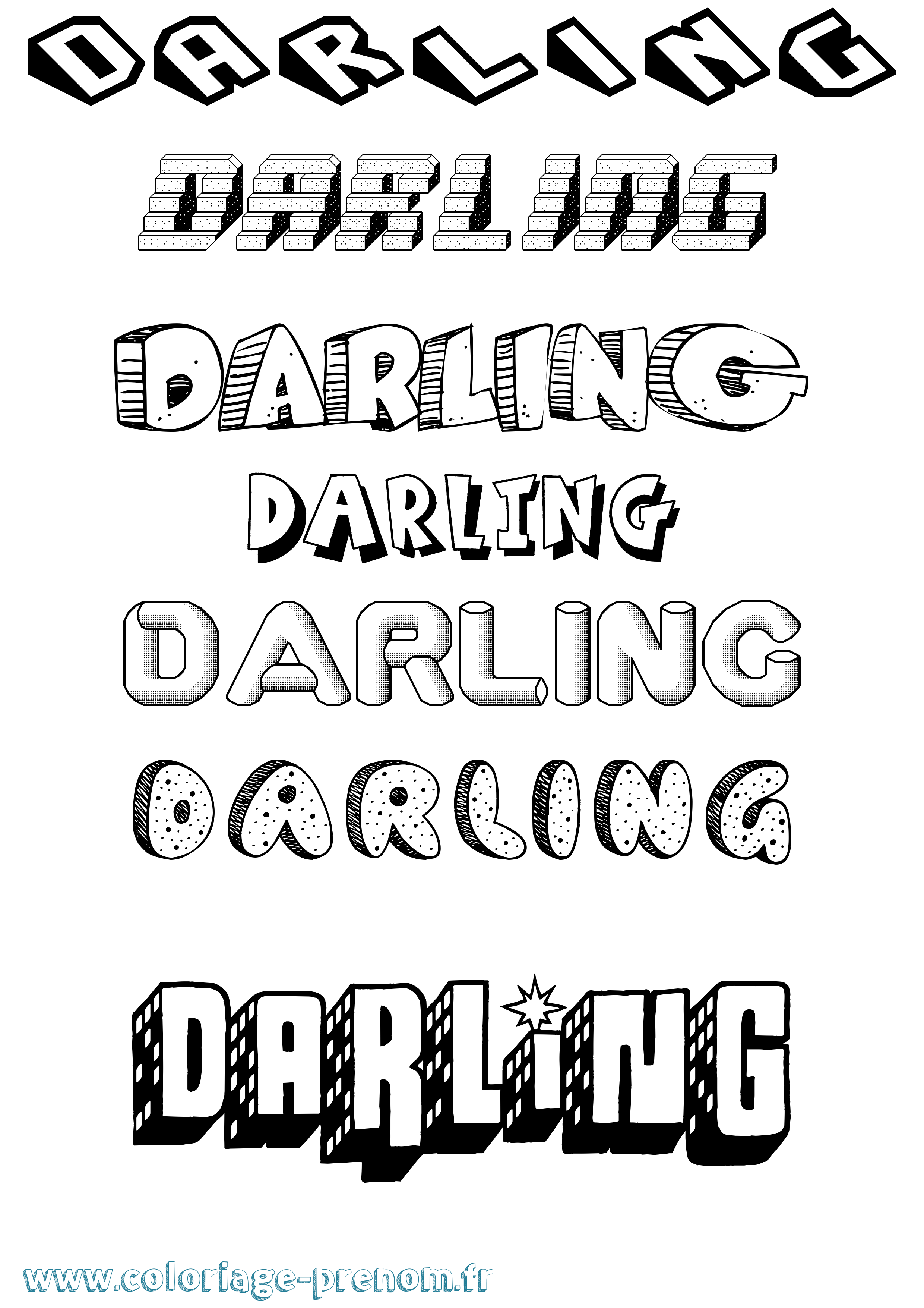 Coloriage Darling Effet 3D Coloriage prénom Darling Effet 3D