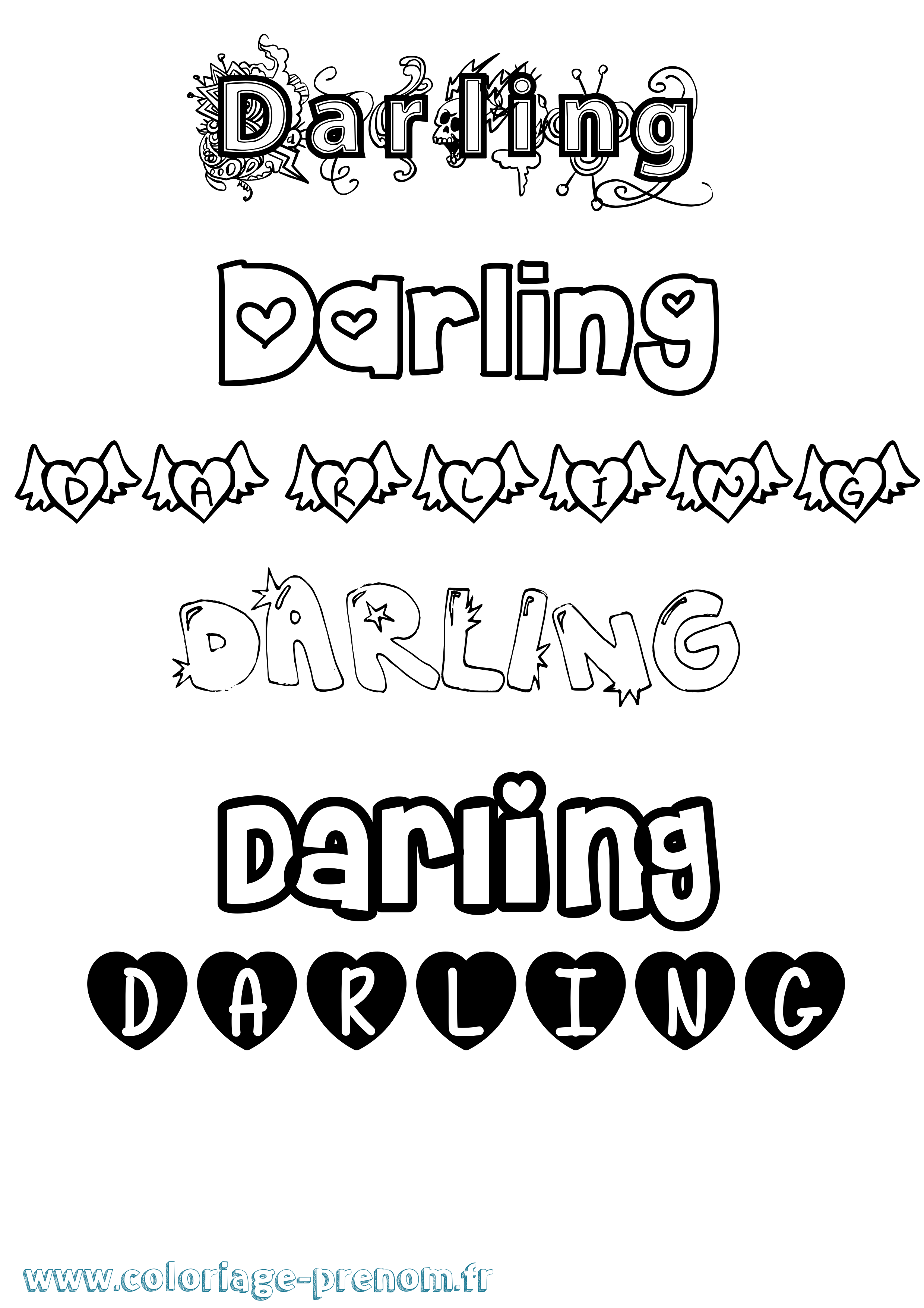 Coloriage Darling Girly Coloriage prénom Darling Girly
