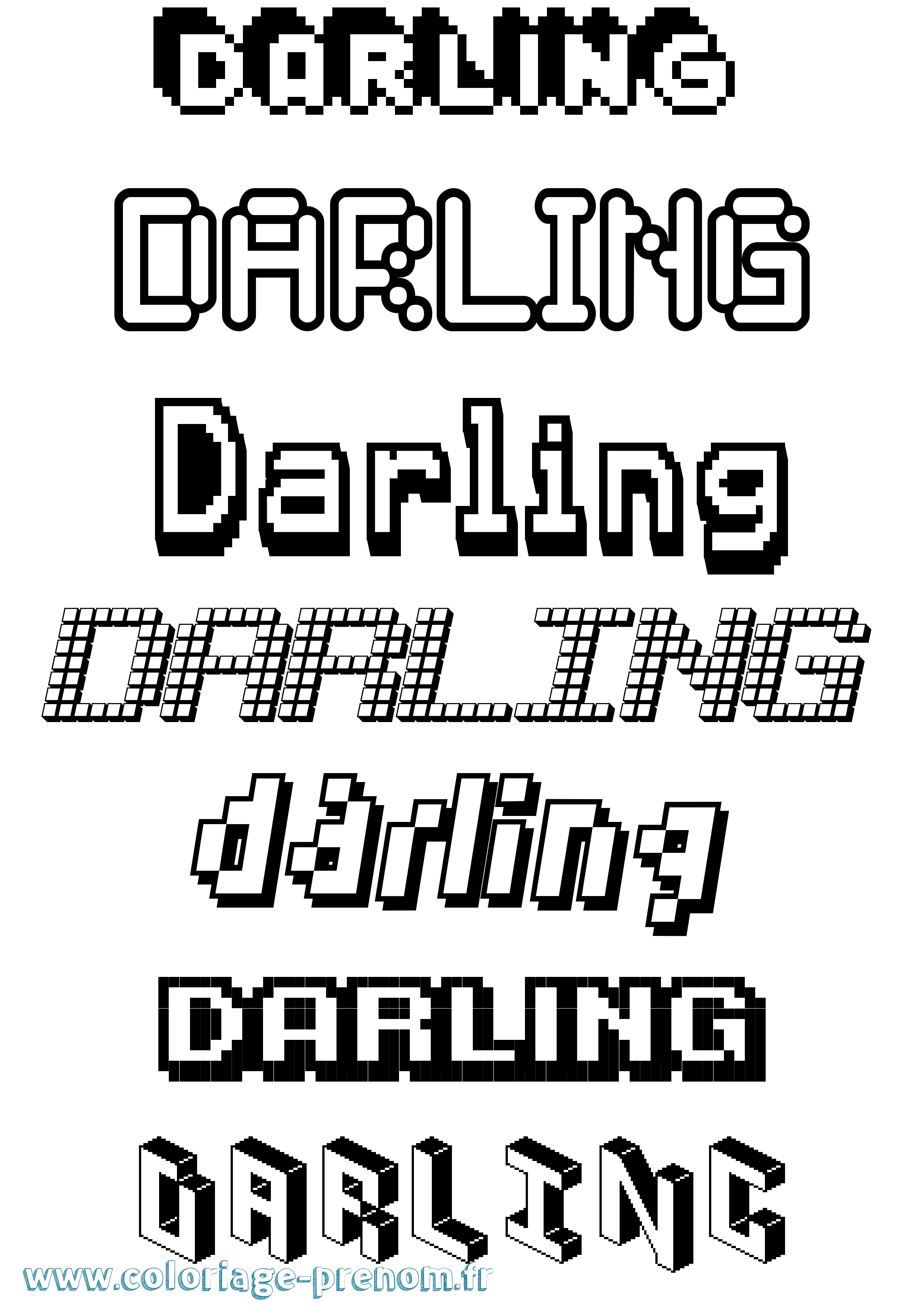 Coloriage Darling Pixel Coloriage prénom Darling Pixel