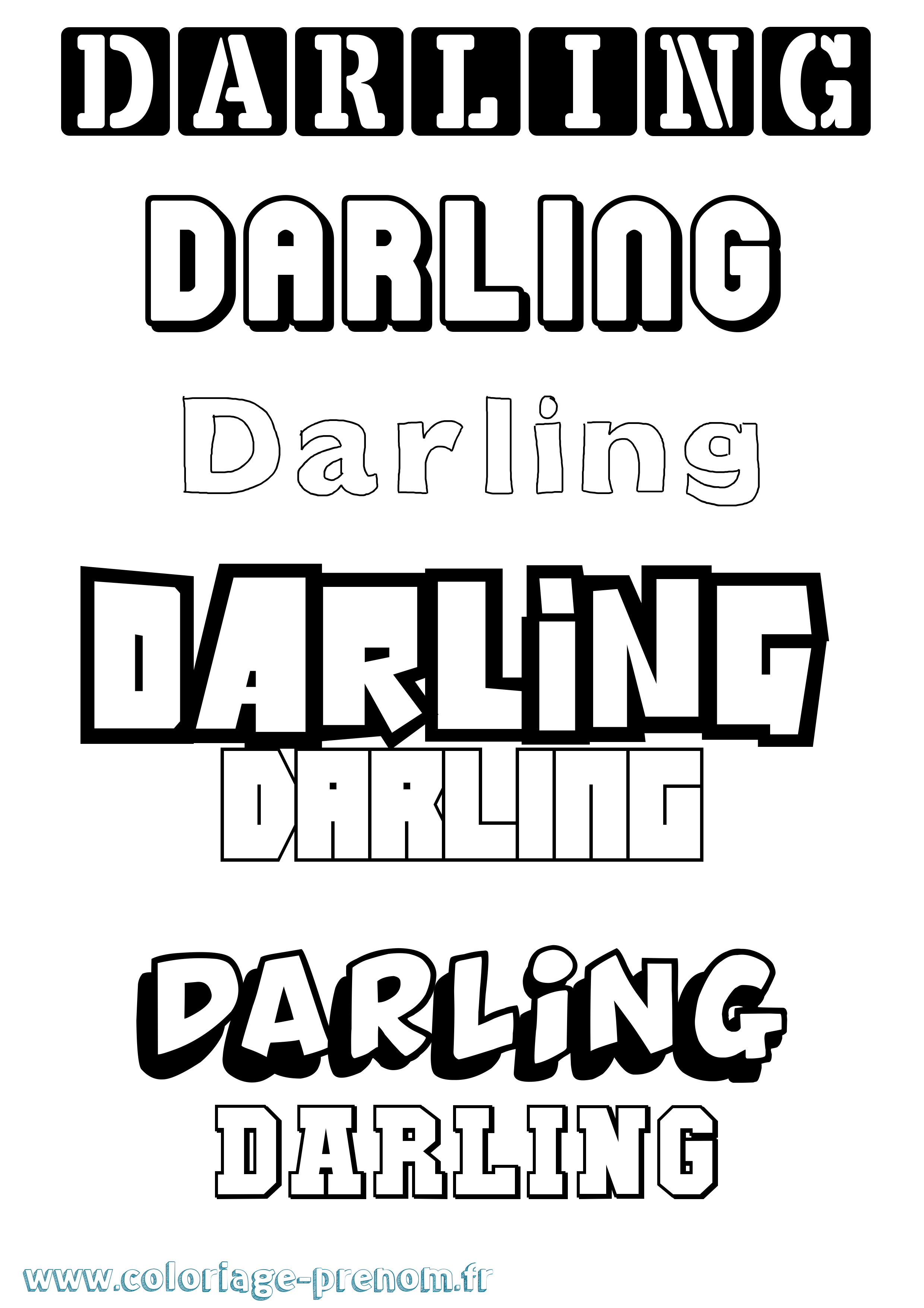 Coloriage Darling Simple Coloriage prénom Darling Simple