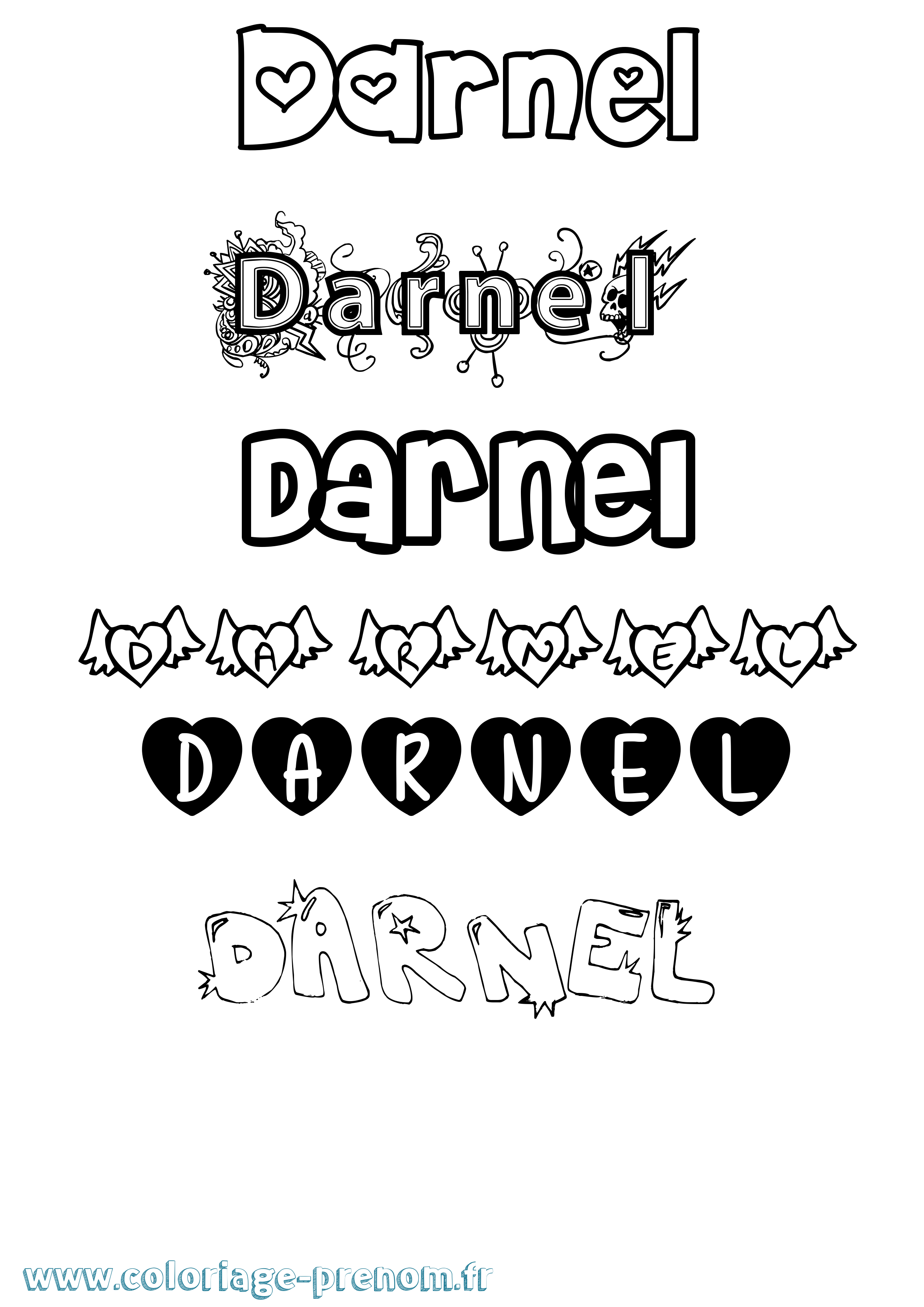 Coloriage Darnel Girly Coloriage prénom Darnel Girly