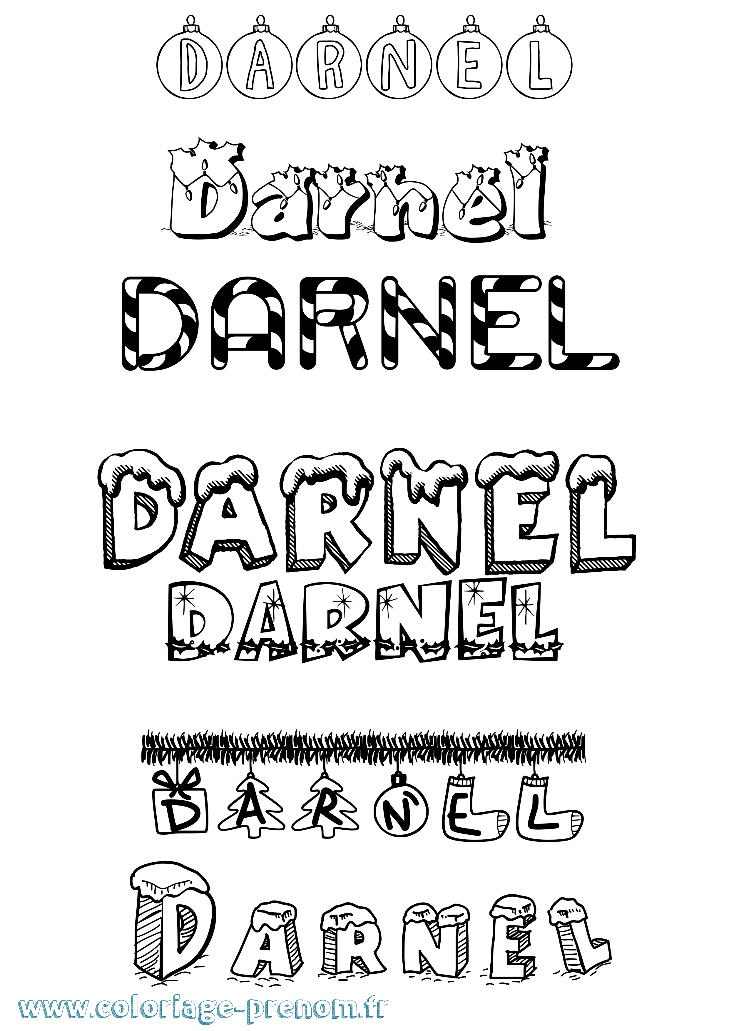 Coloriage Darnel Noël Coloriage prénom Darnel Noël