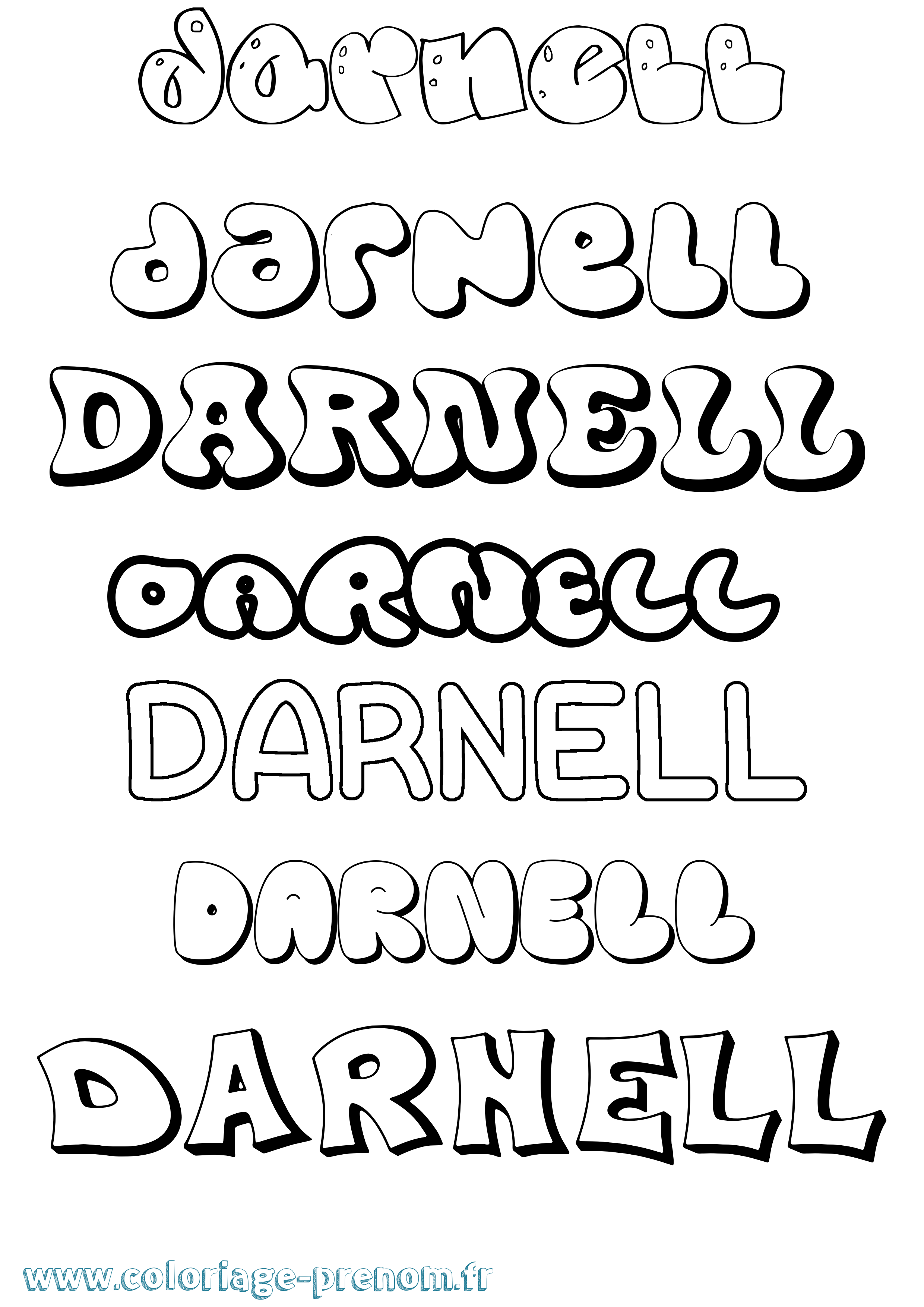 Coloriage Darnell Bubble Coloriage prénom Darnell Bubble