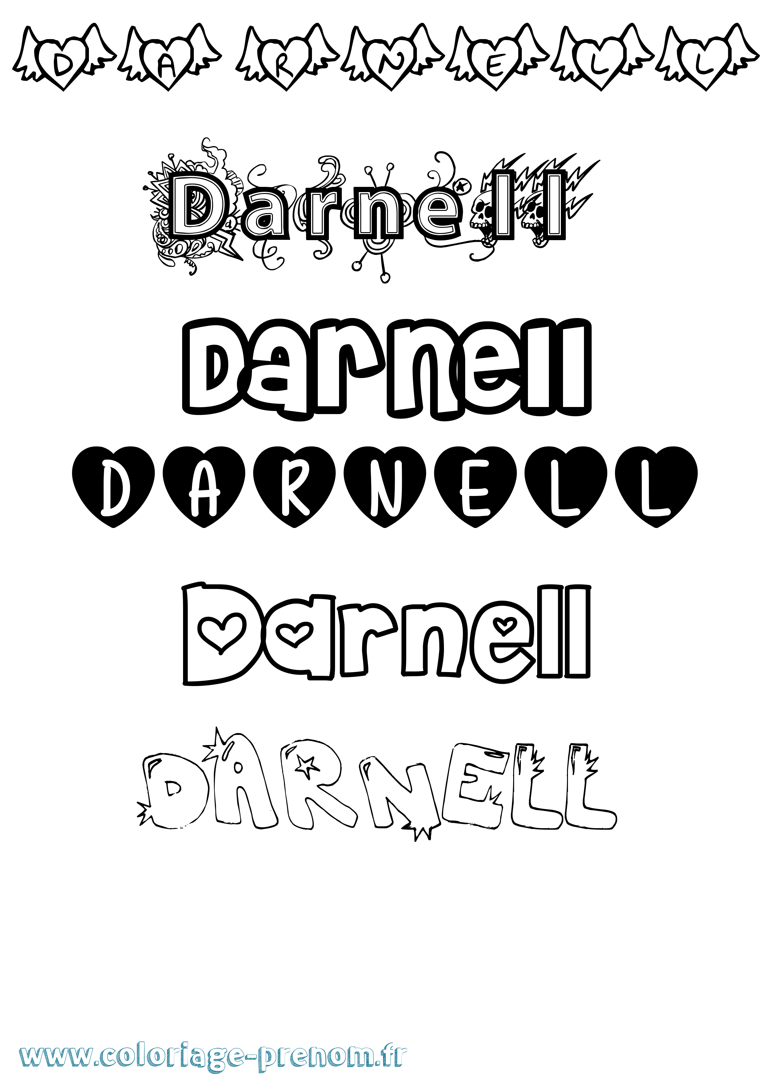Coloriage Darnell Girly Coloriage prénom Darnell Girly
