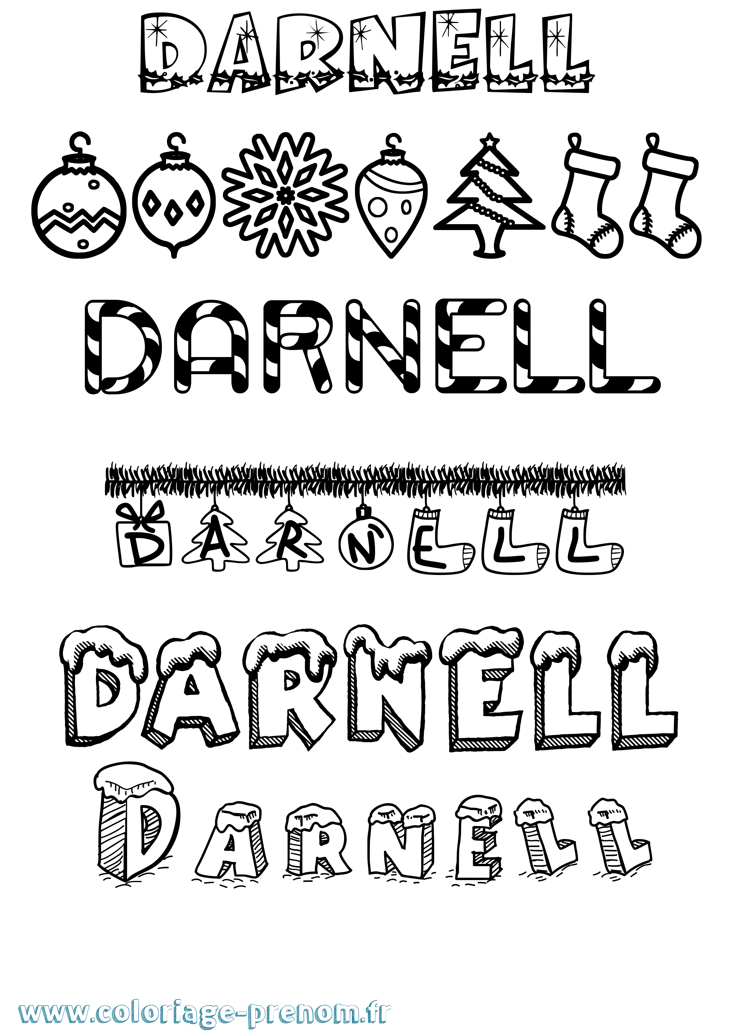 Coloriage Darnell Noël Coloriage prénom Darnell Noël