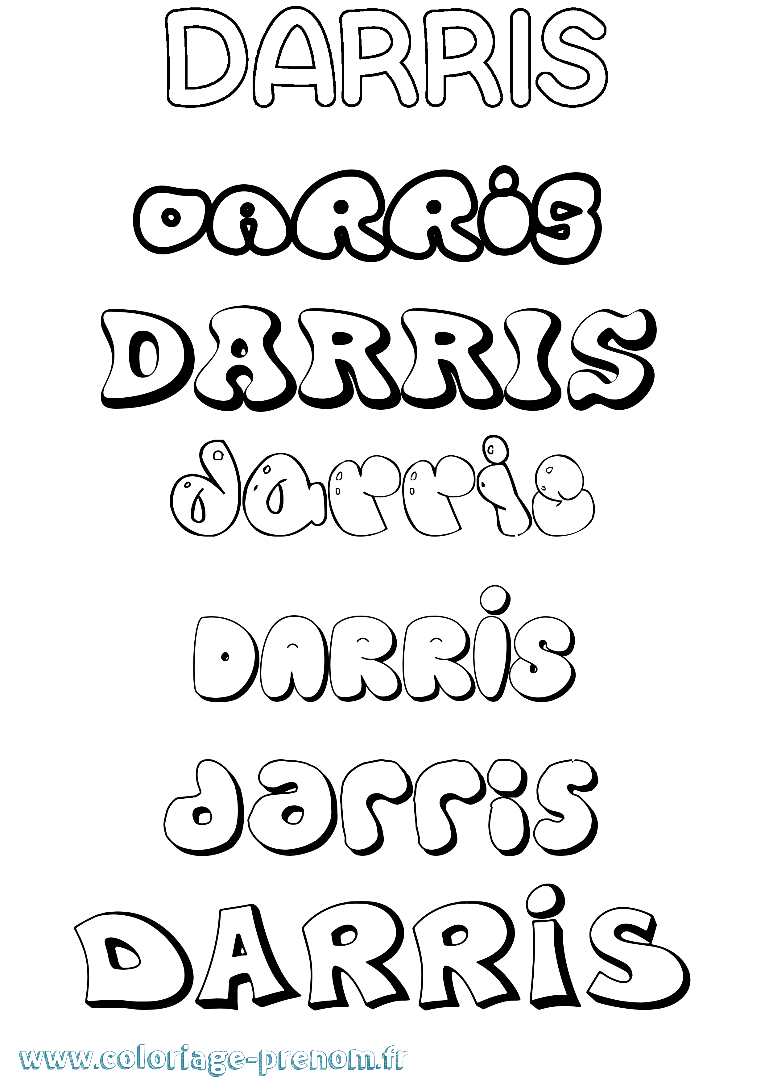 Coloriage Darris Bubble Coloriage prénom Darris Bubble