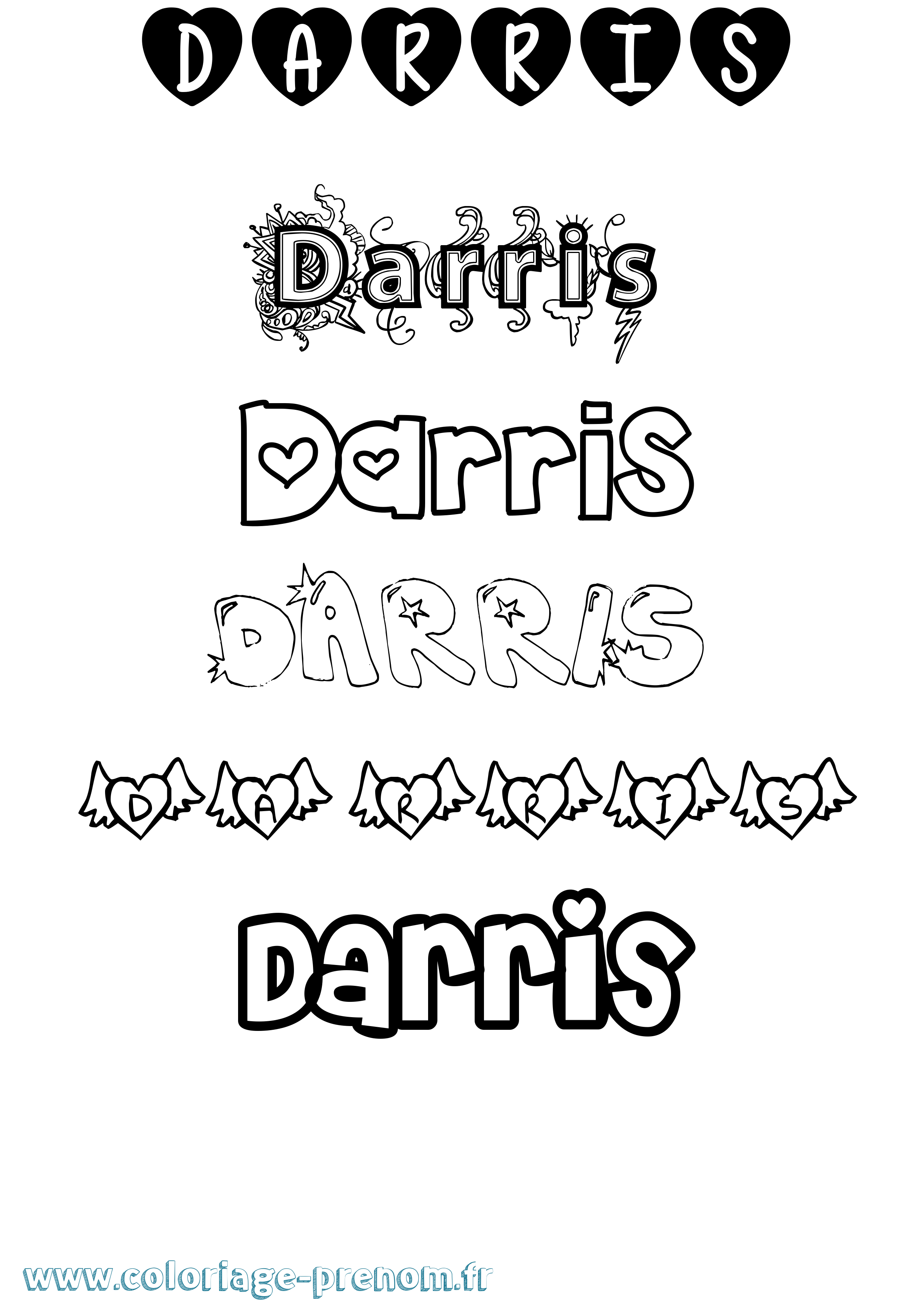 Coloriage Darris Girly Coloriage prénom Darris Girly
