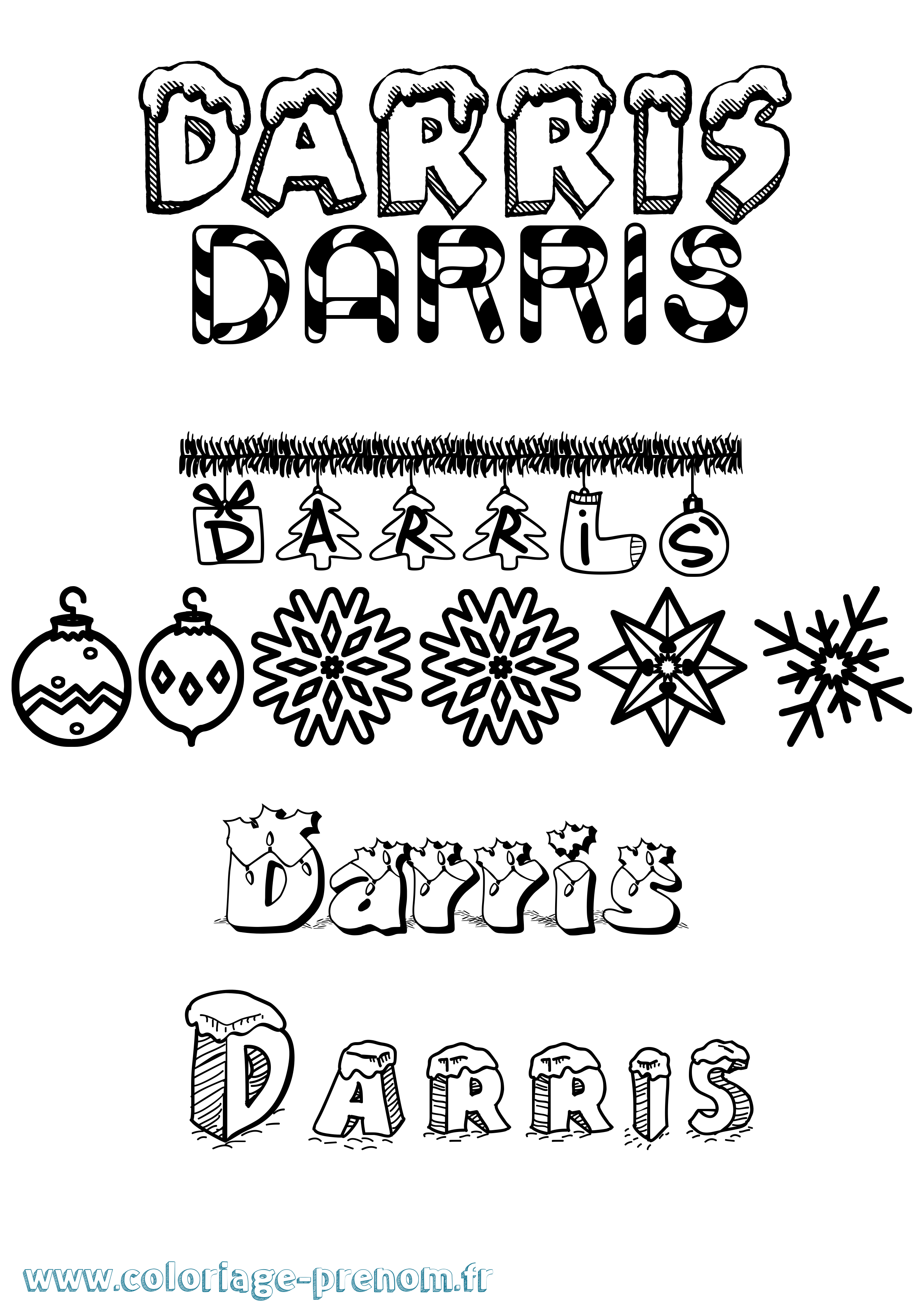 Coloriage Darris Noël Coloriage prénom Darris Noël