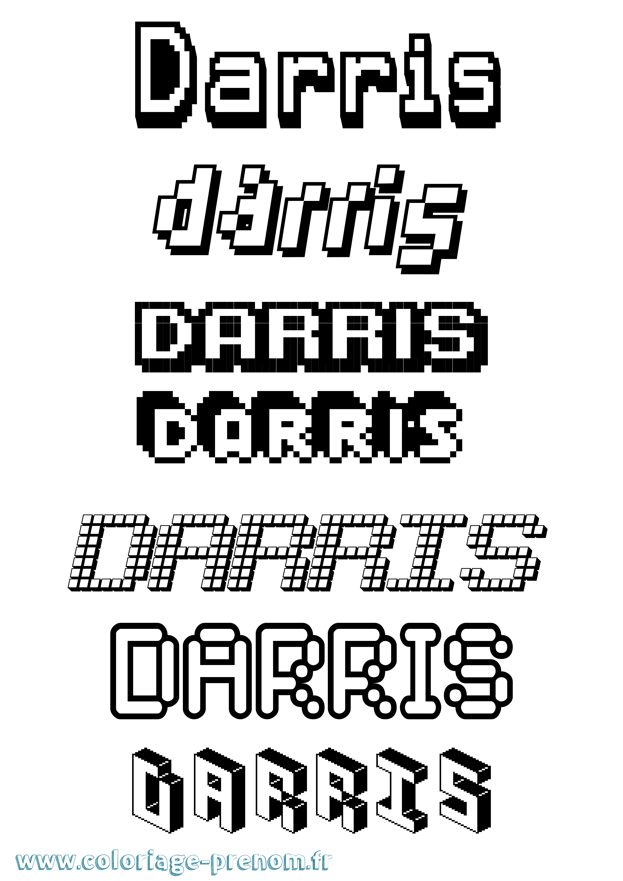 Coloriage Darris Pixel Coloriage prénom Darris Pixel