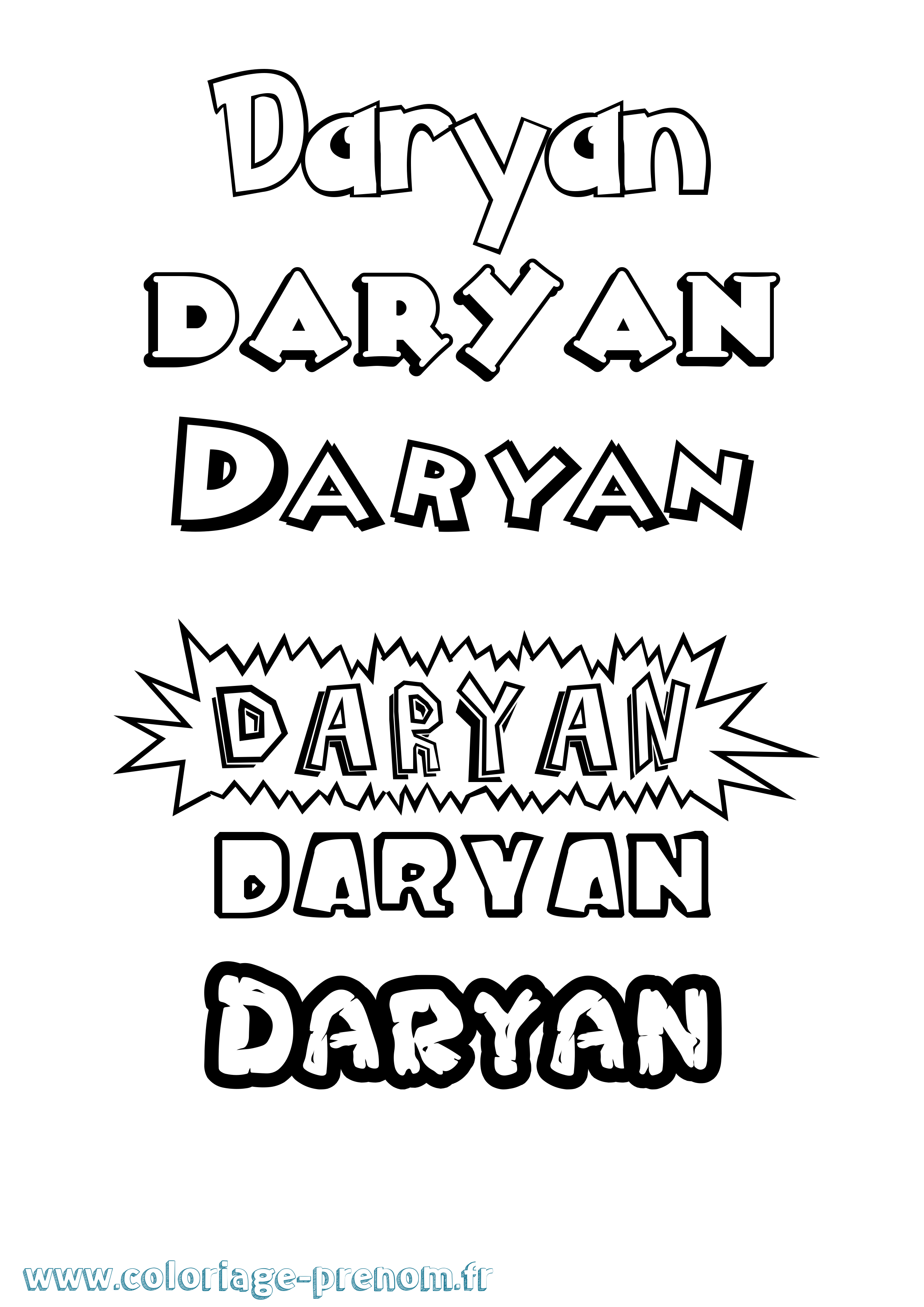 Coloriage Daryan Dessin Animé Coloriage prénom Daryan Dessin Animé
