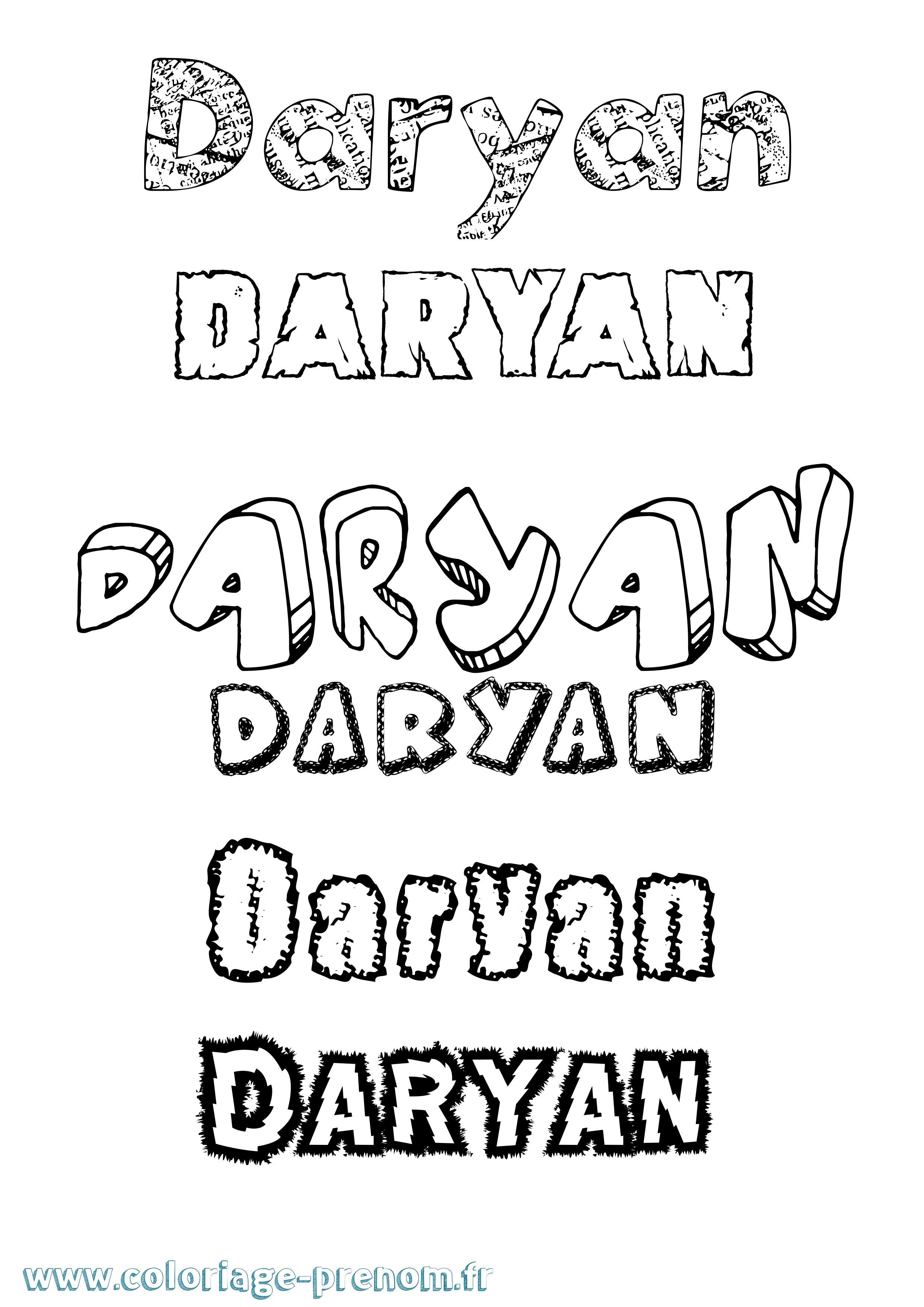 Coloriage Daryan Destructuré Coloriage prénom Daryan Destructuré