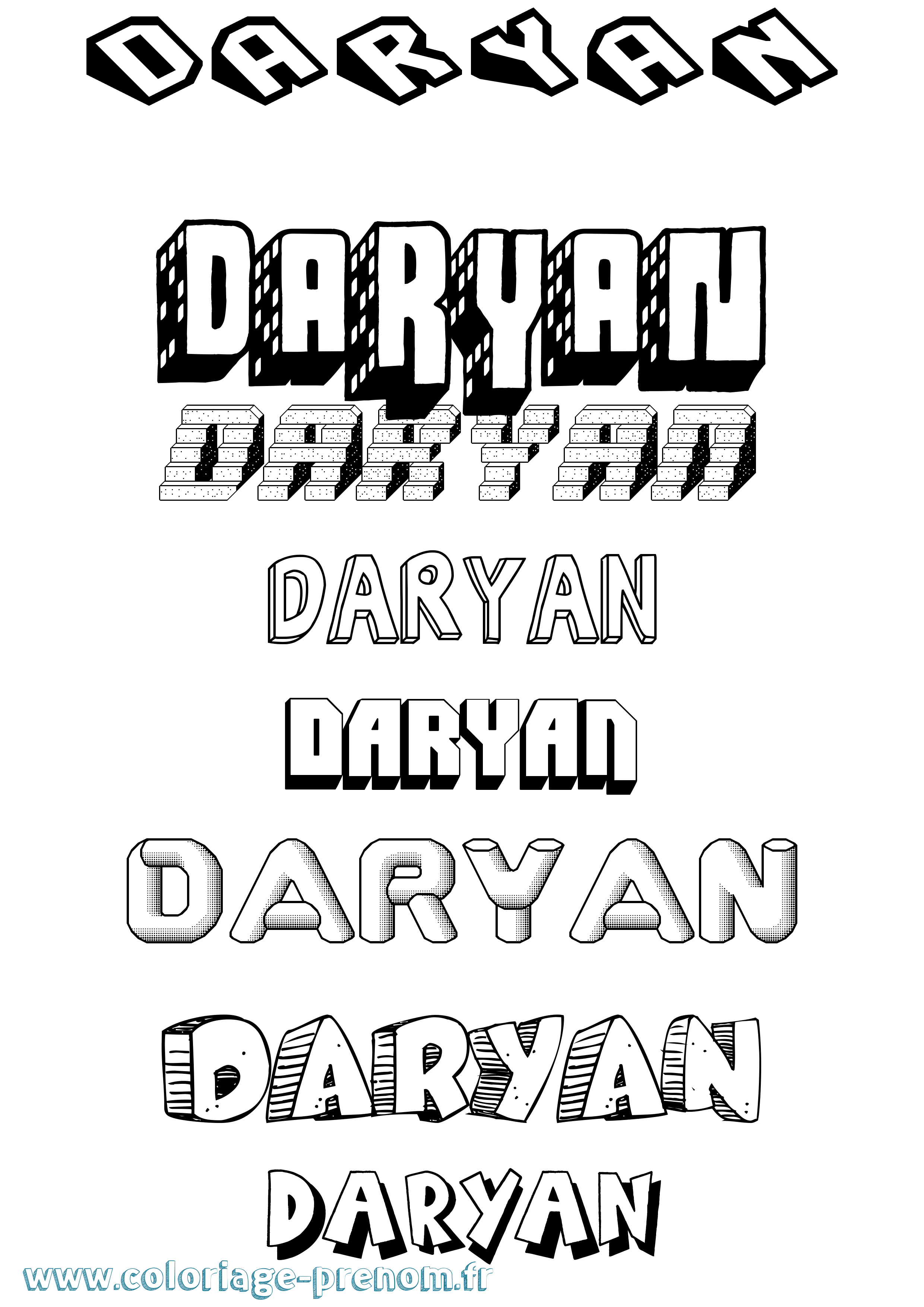 Coloriage Daryan Effet 3D Coloriage prénom Daryan Effet 3D