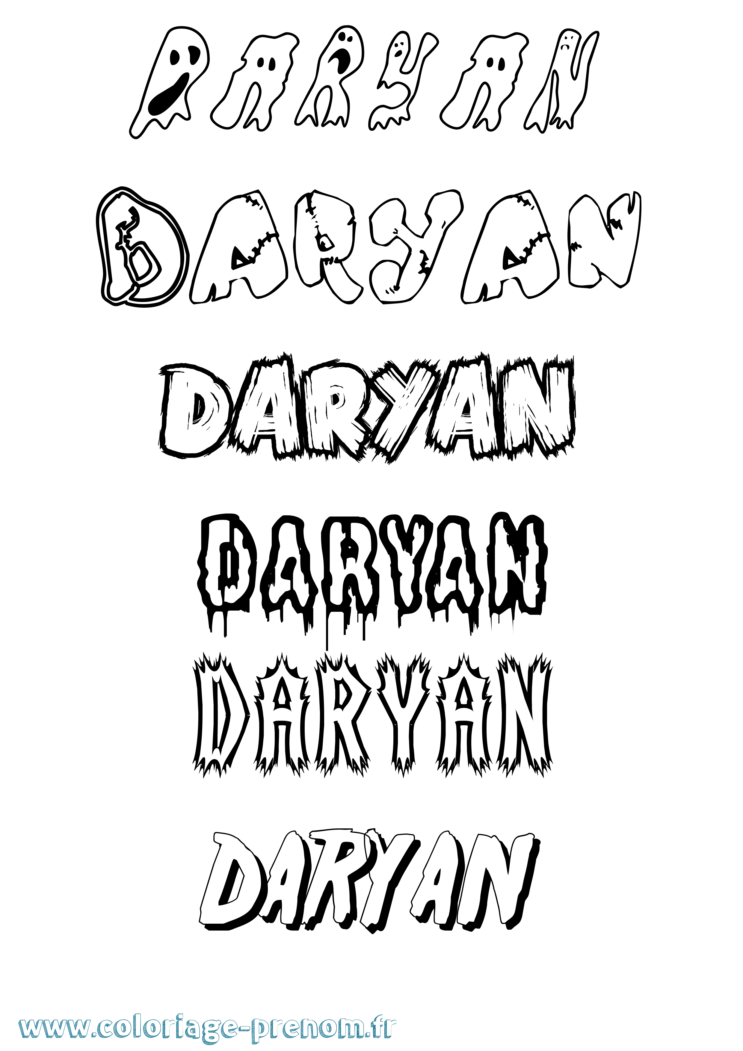 Coloriage Daryan Frisson Coloriage prénom Daryan Frisson