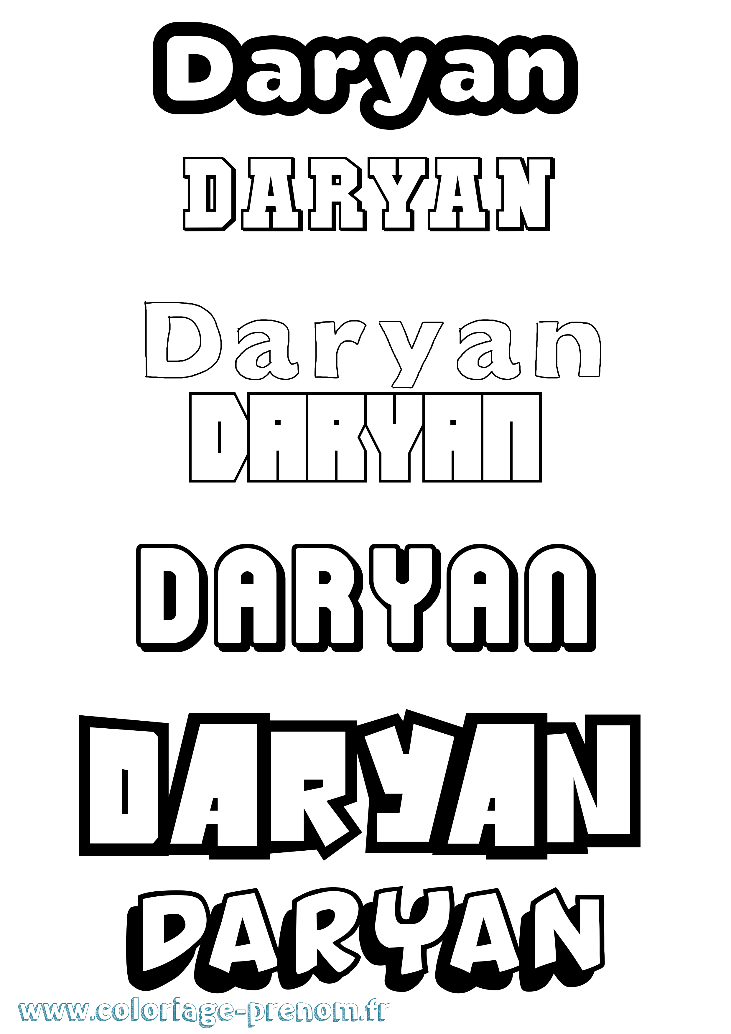 Coloriage Daryan Simple Coloriage prénom Daryan Simple