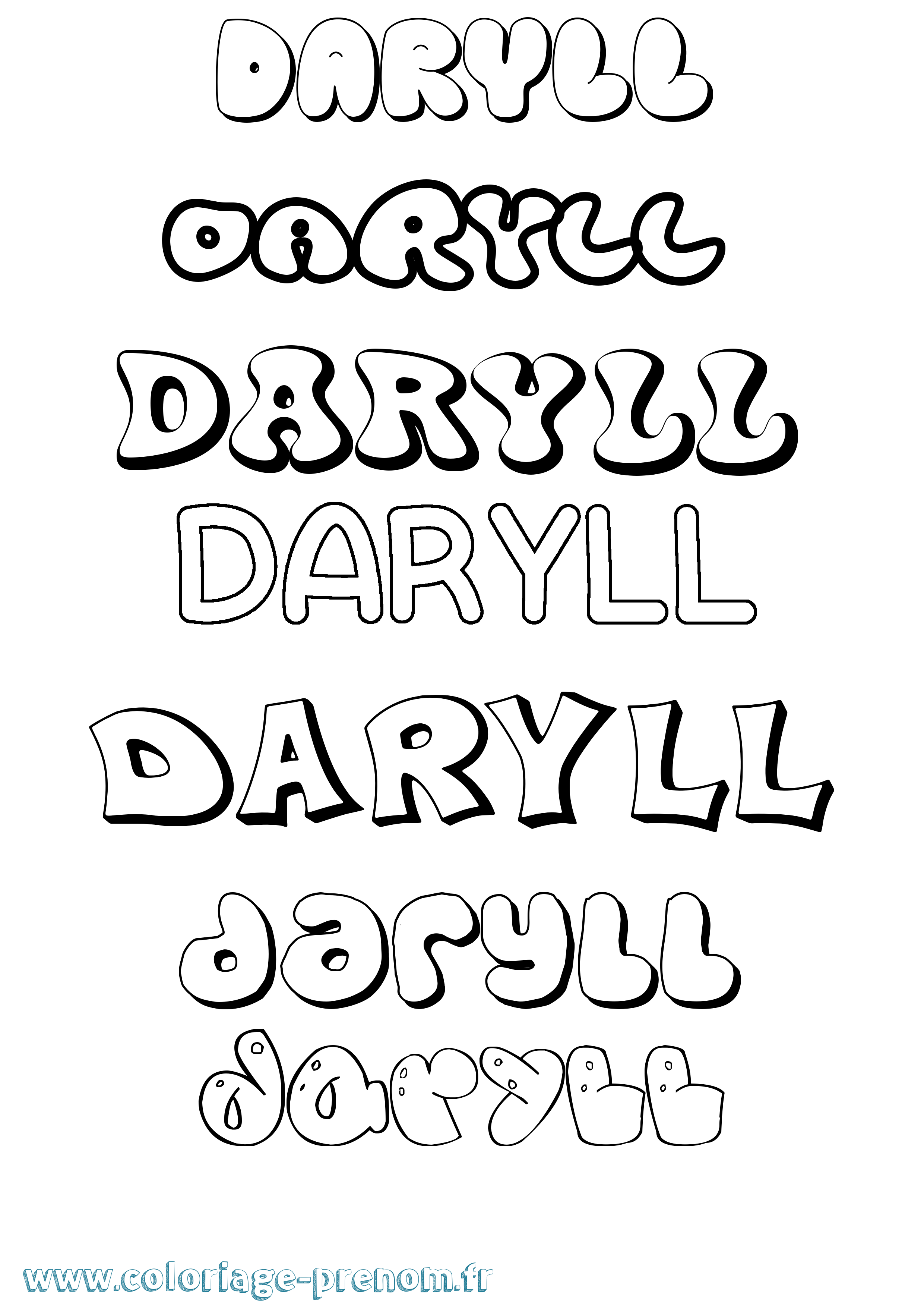 Coloriage Daryll Bubble Coloriage prénom Daryll Bubble