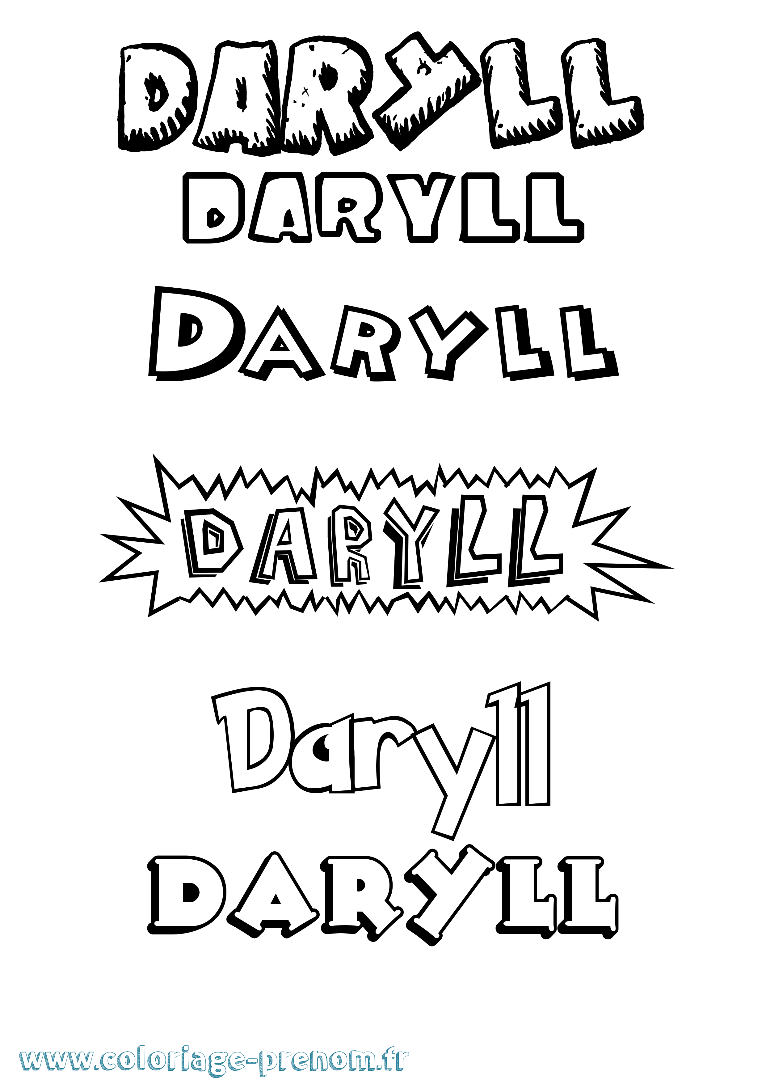 Coloriage Daryll Dessin Animé Coloriage prénom Daryll Dessin Animé