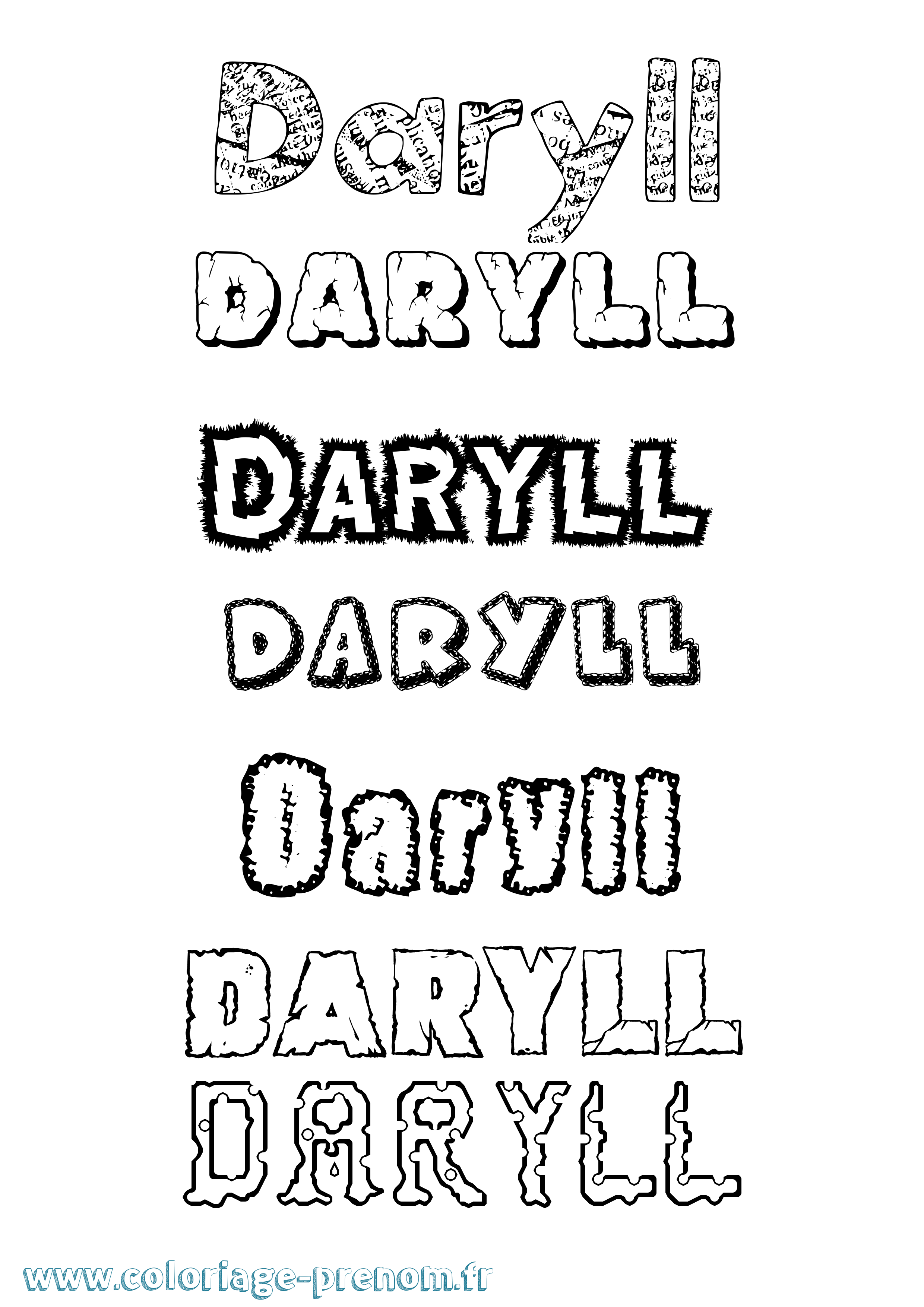 Coloriage Daryll Destructuré Coloriage prénom Daryll Destructuré