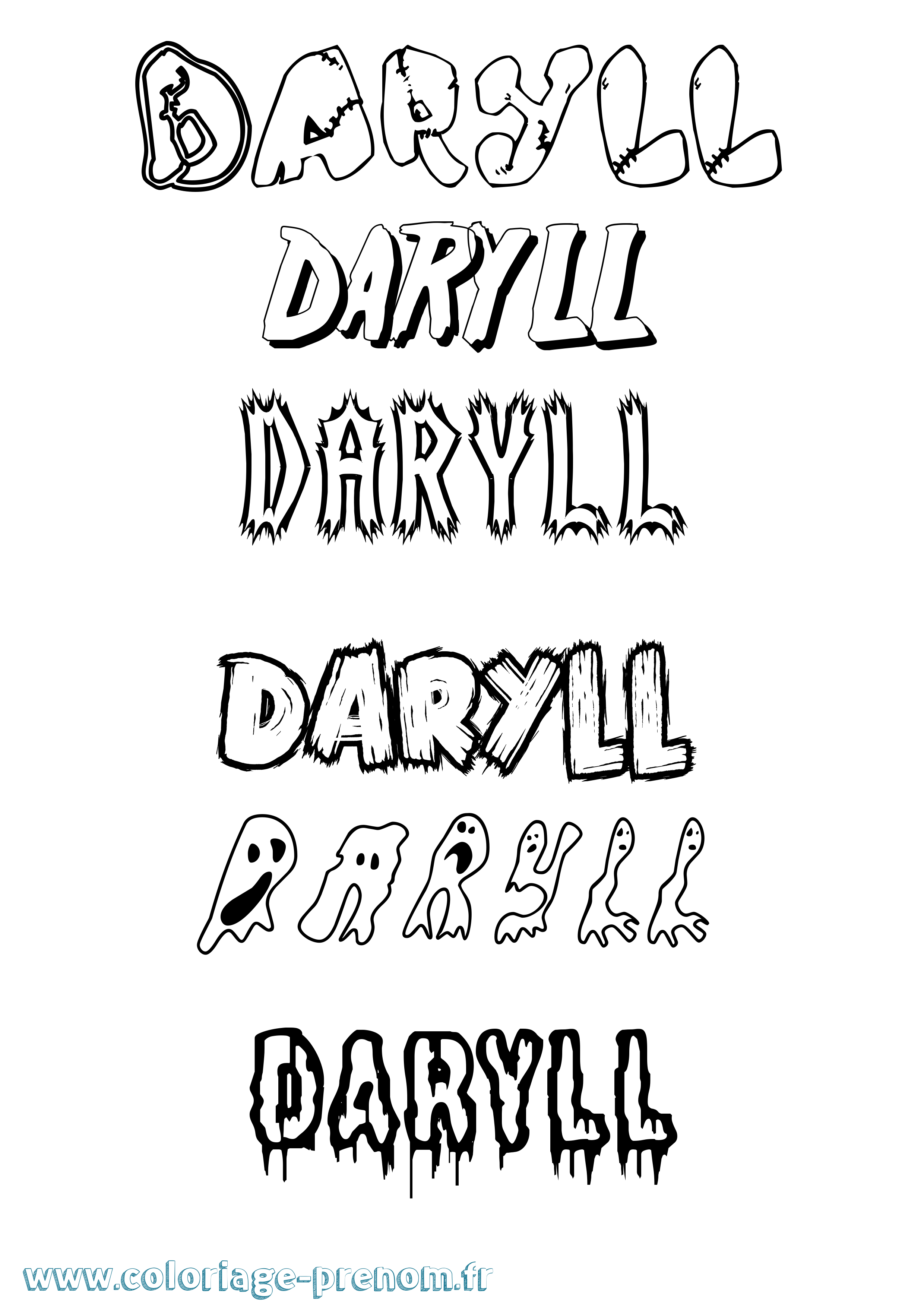 Coloriage Daryll Frisson Coloriage prénom Daryll Frisson