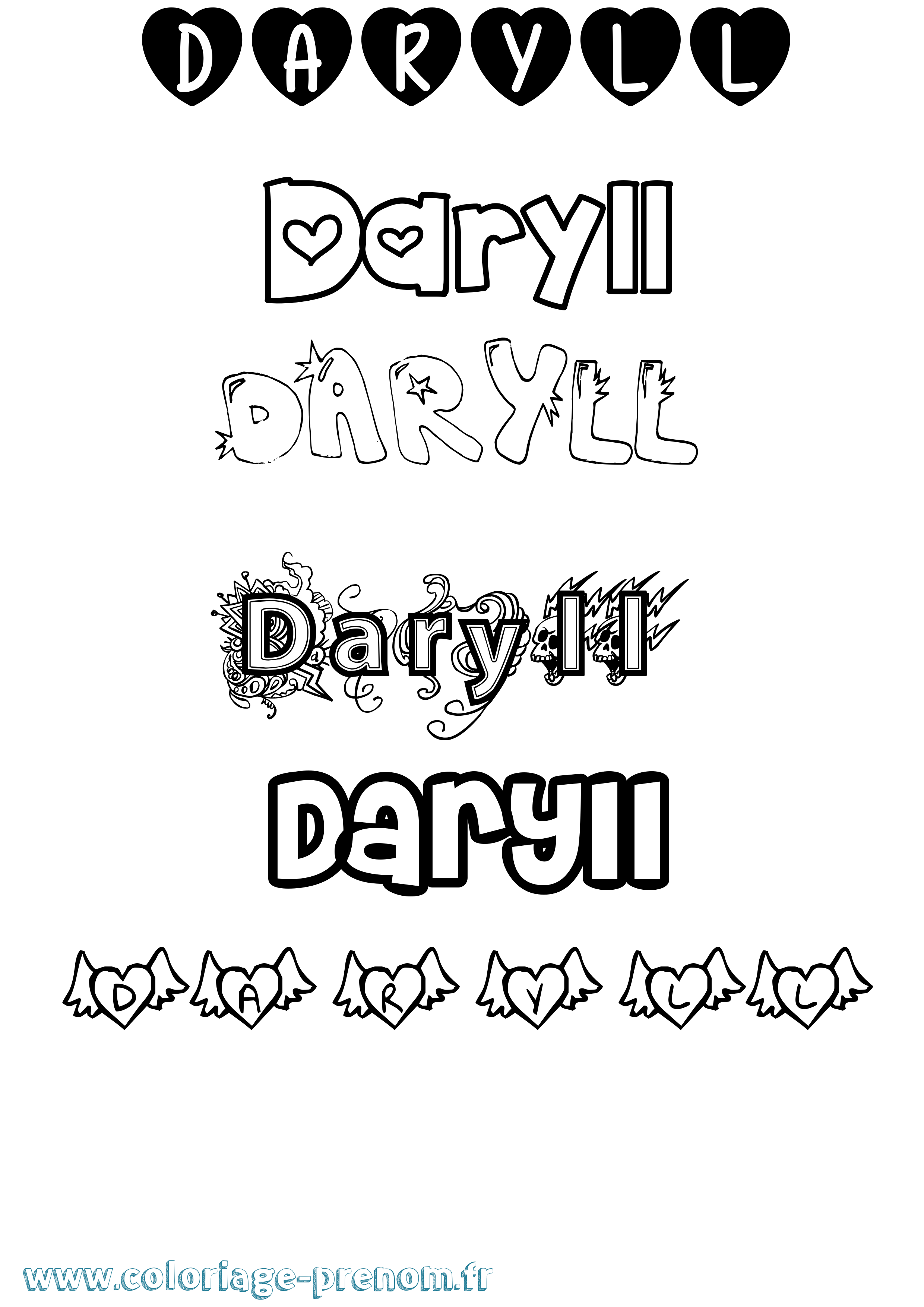 Coloriage Daryll Girly Coloriage prénom Daryll Girly