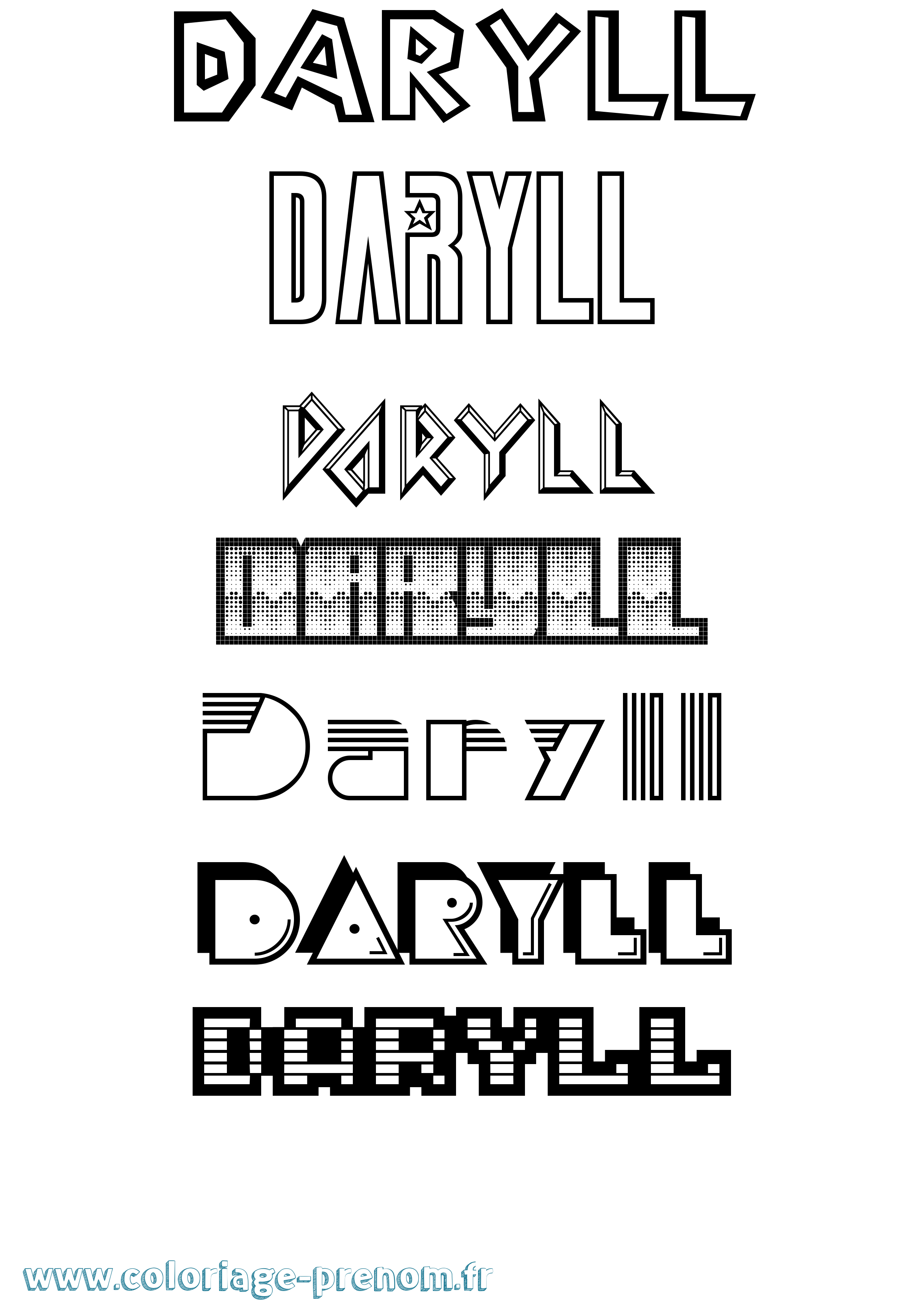 Coloriage Daryll Jeux Vidéos Coloriage prénom Daryll Jeux Vidéos