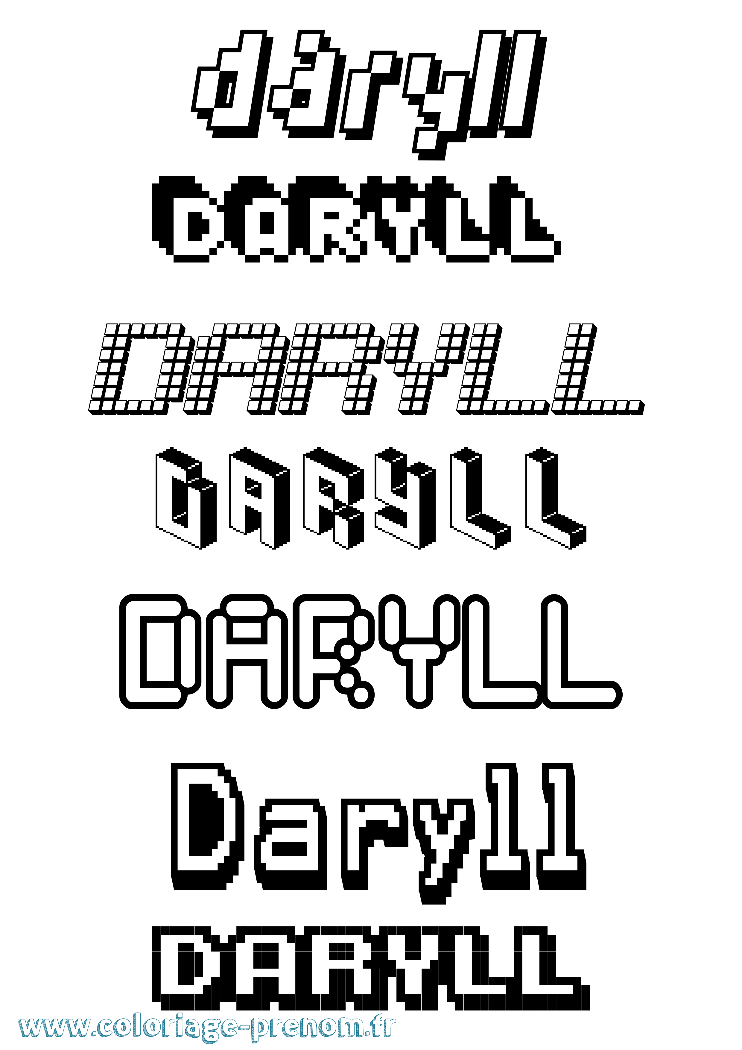 Coloriage Daryll Pixel Coloriage prénom Daryll Pixel