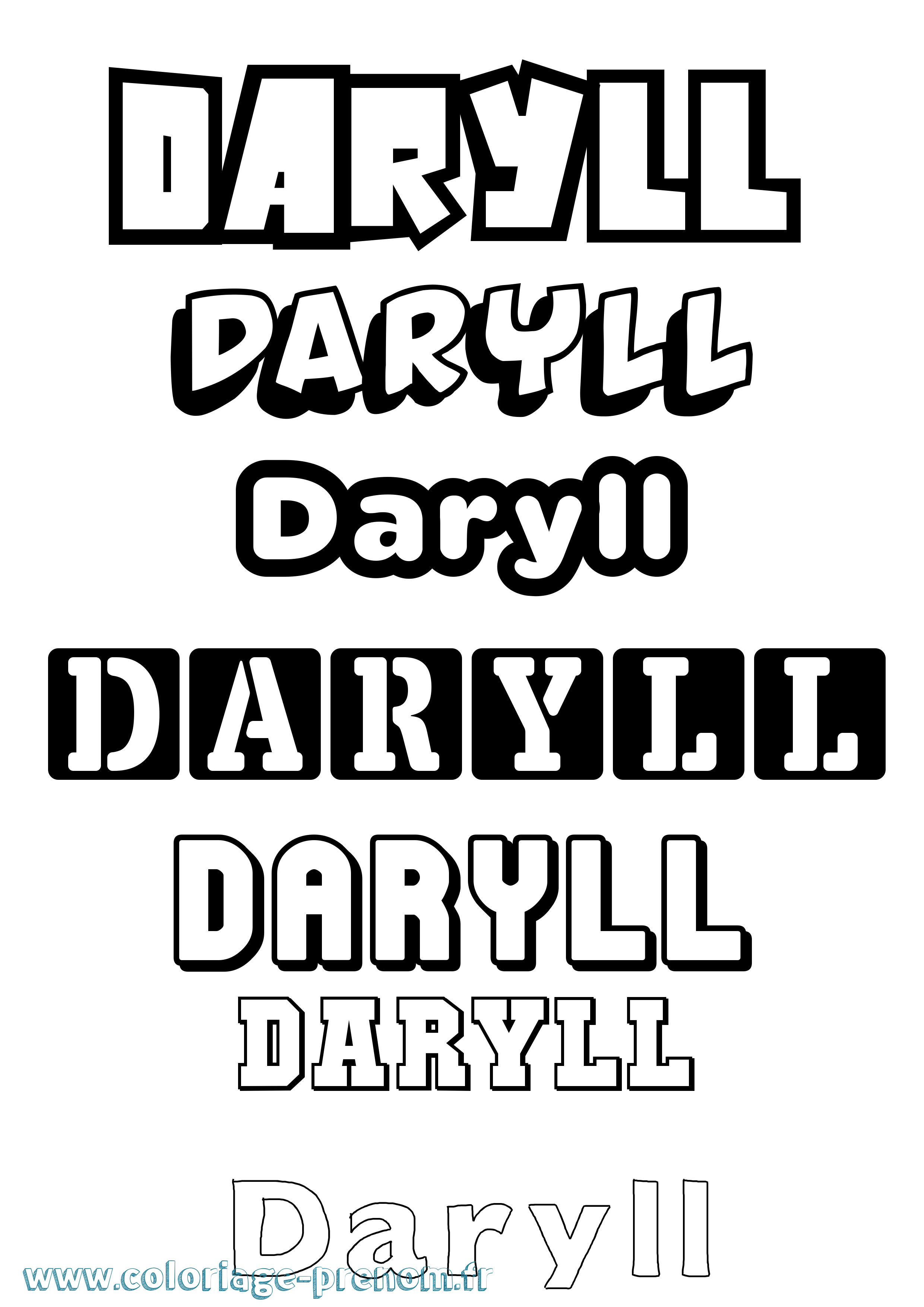Coloriage Daryll Simple Coloriage prénom Daryll Simple