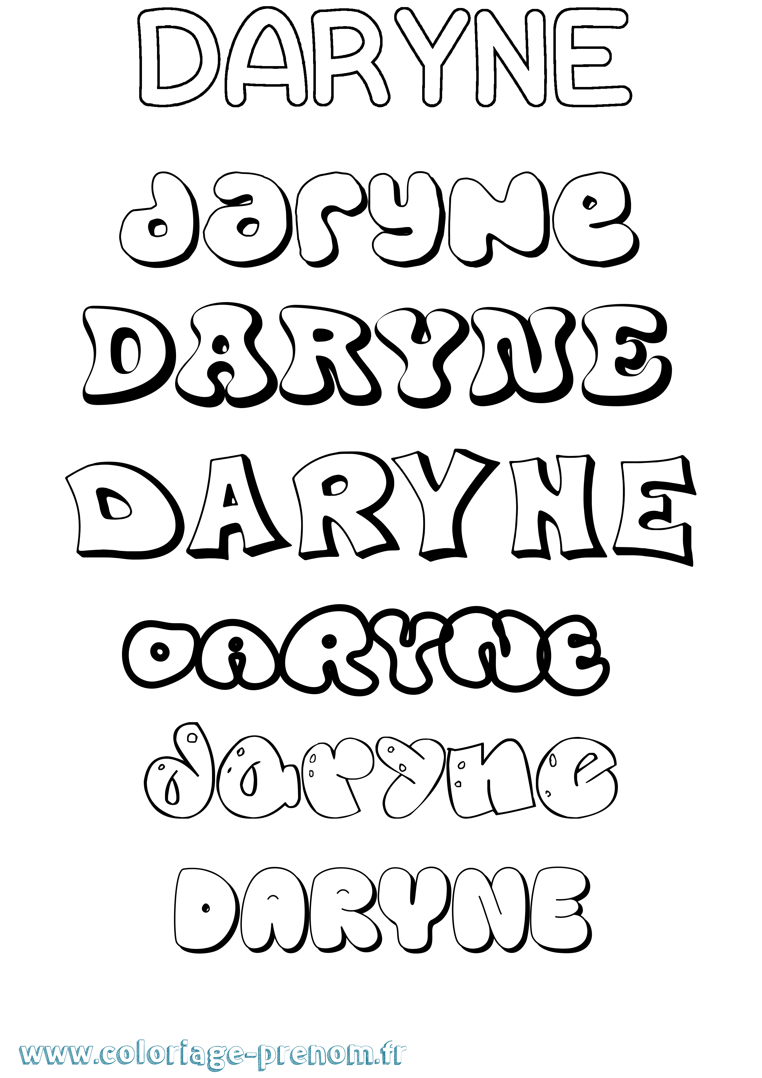 Coloriage Daryne Bubble Coloriage prénom Daryne Bubble