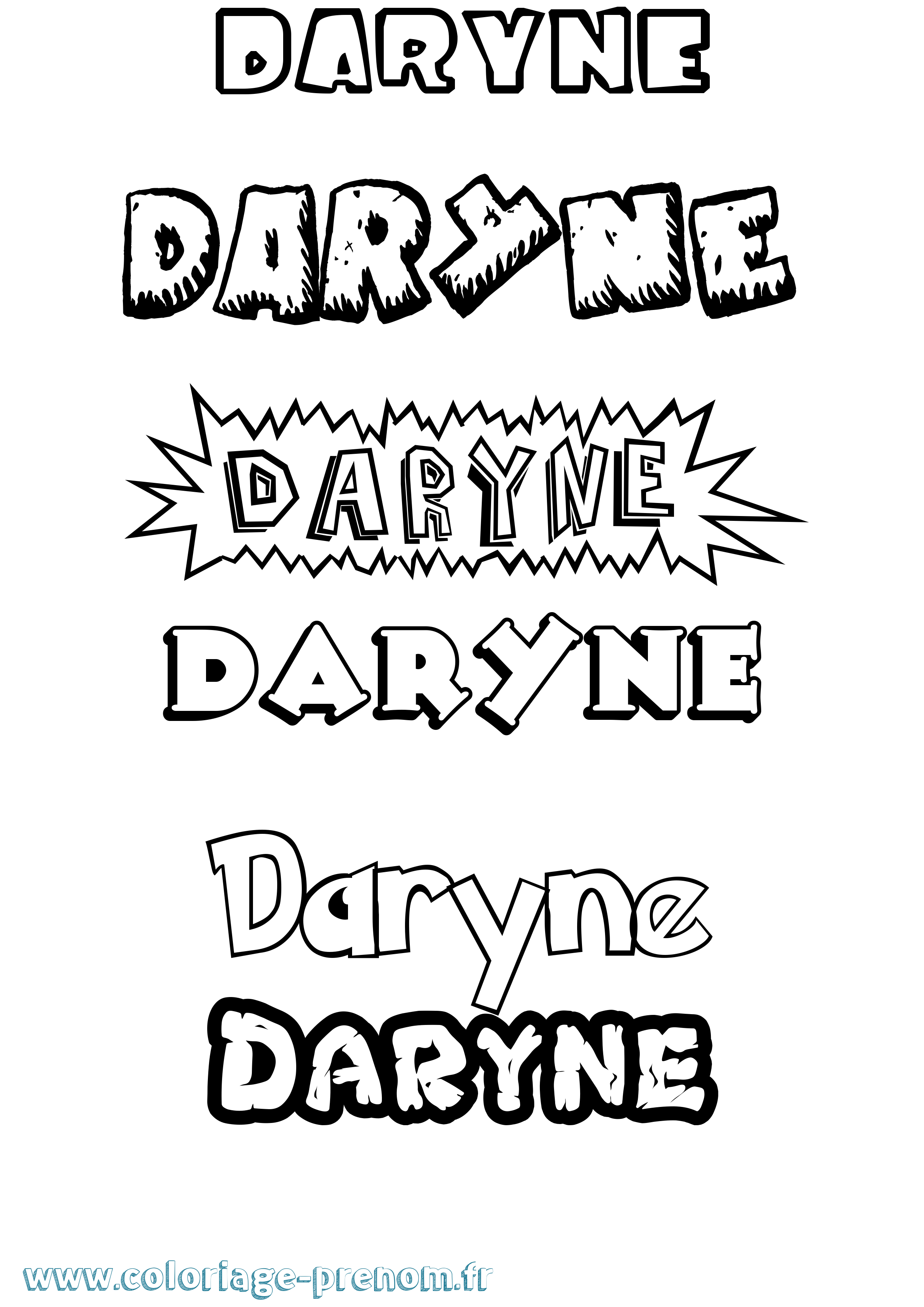 Coloriage Daryne Dessin Animé Coloriage prénom Daryne Dessin Animé
