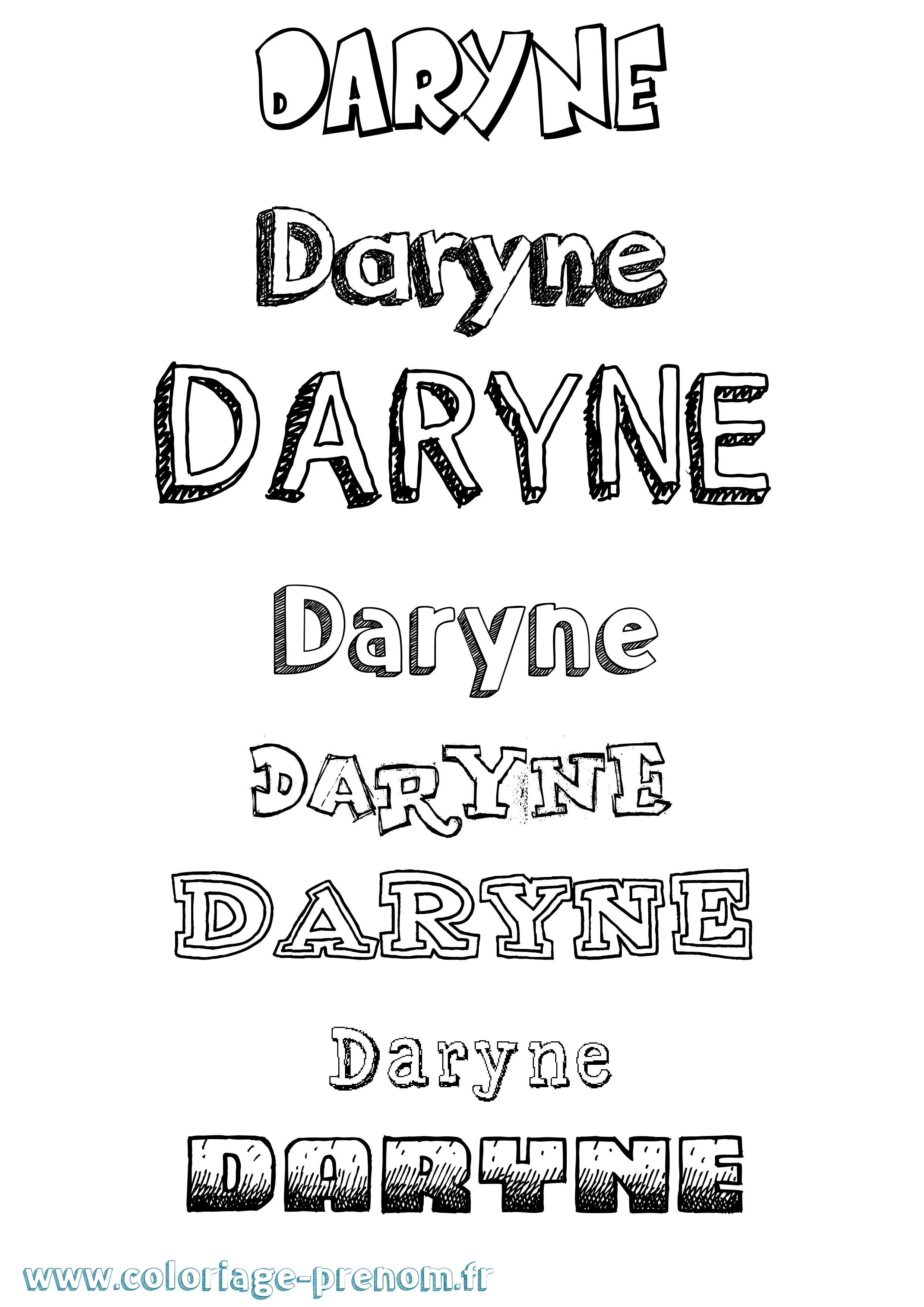 Coloriage Daryne Dessiné Coloriage prénom Daryne Dessiné