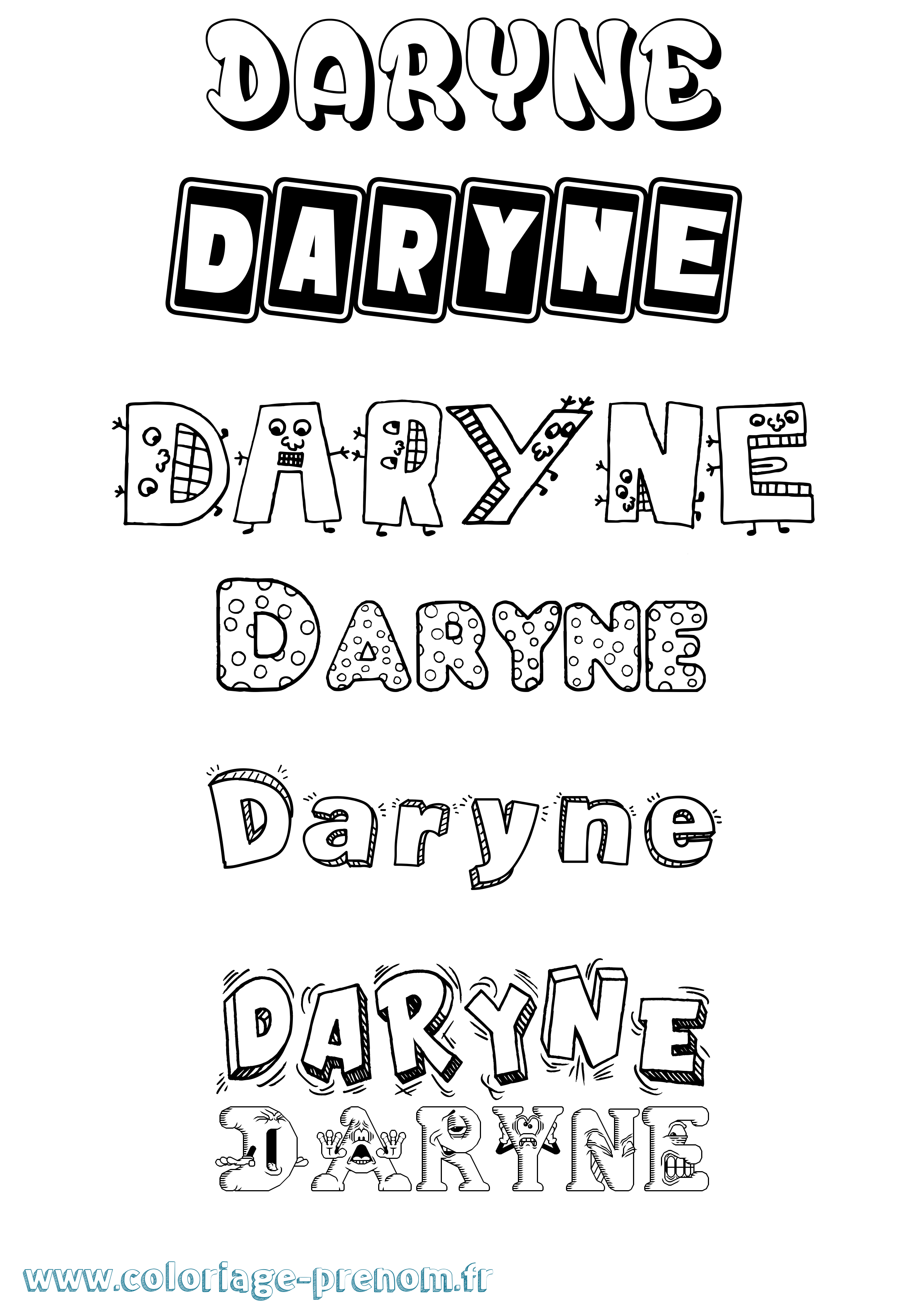 Coloriage Daryne Fun Coloriage prénom Daryne Fun