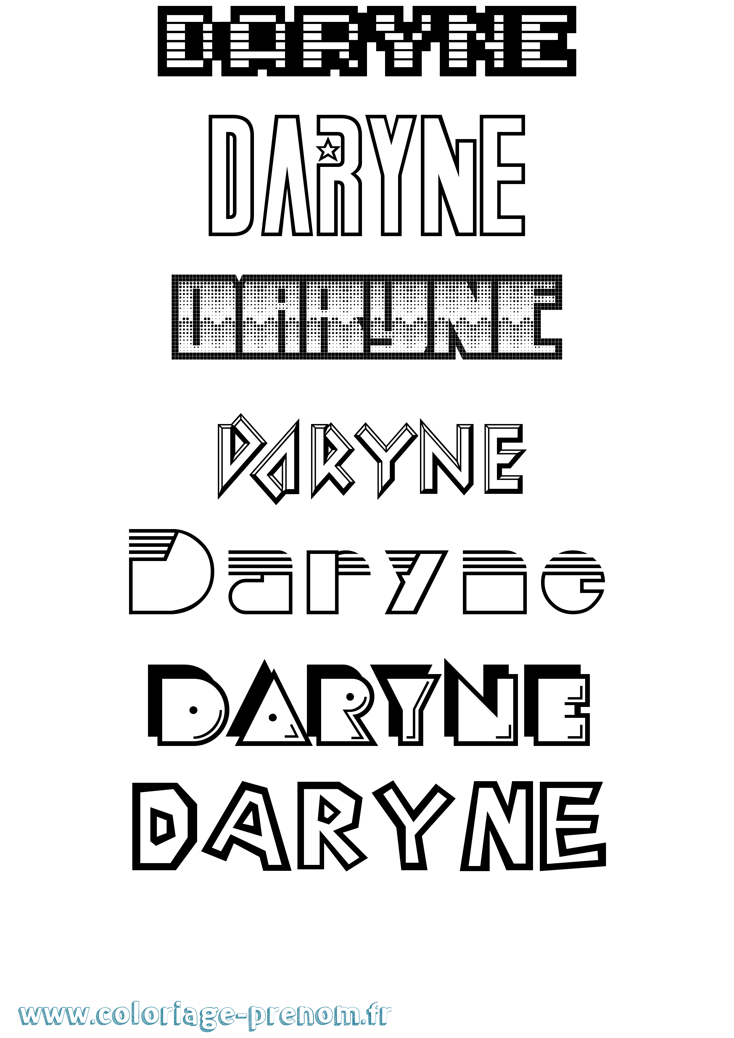 Coloriage Daryne Jeux Vidéos Coloriage prénom Daryne Jeux Vidéos