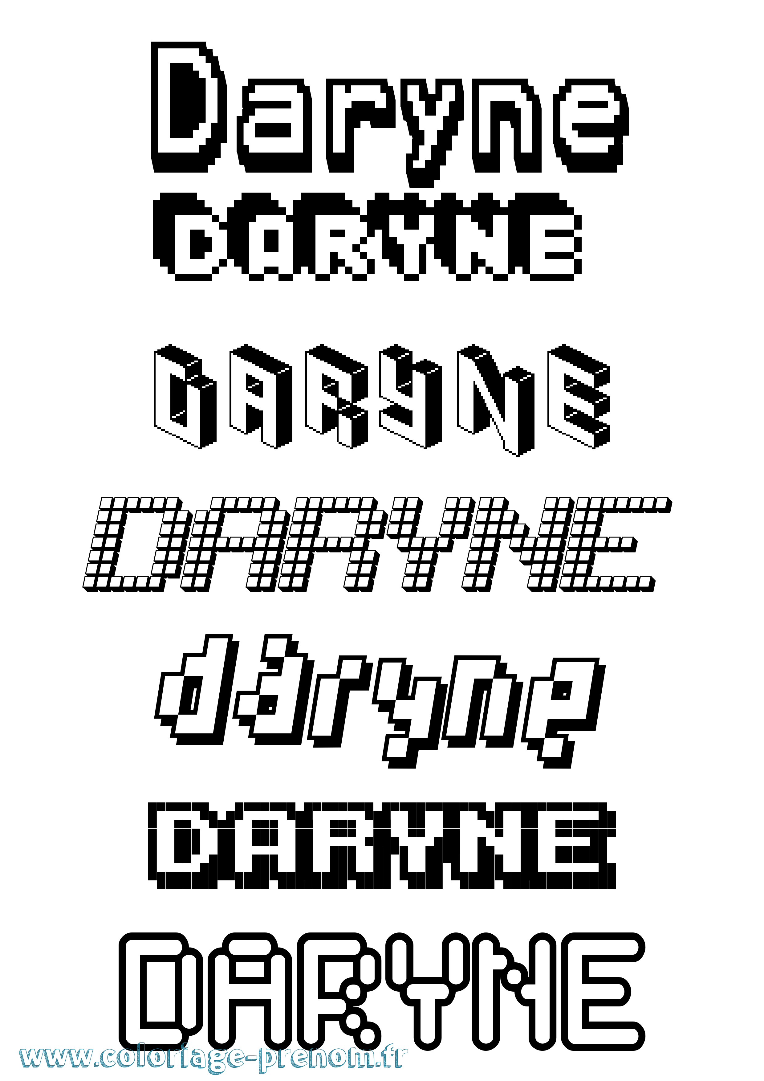 Coloriage Daryne Pixel Coloriage prénom Daryne Pixel