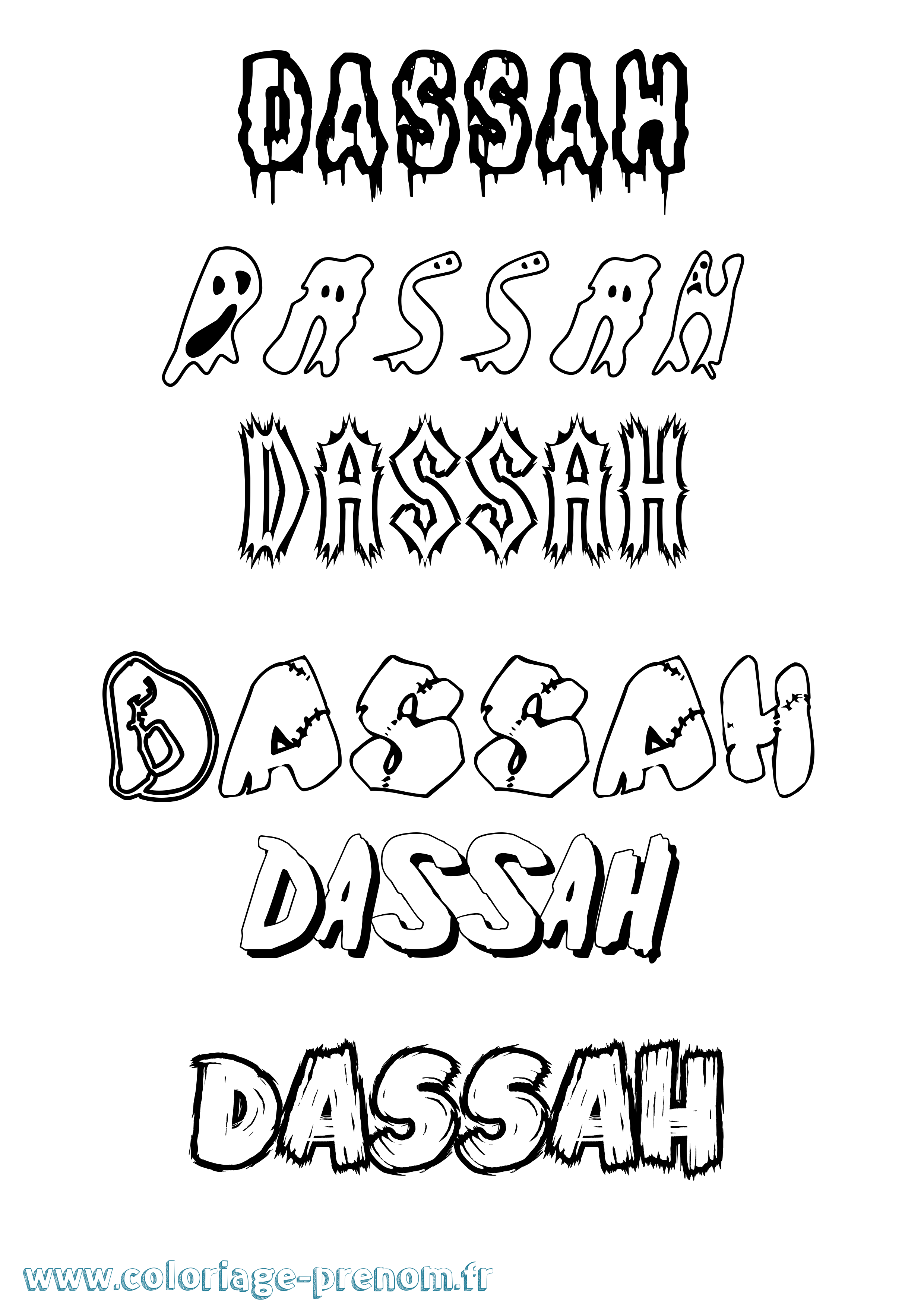 Coloriage Dassah Frisson Coloriage prénom Dassah Frisson