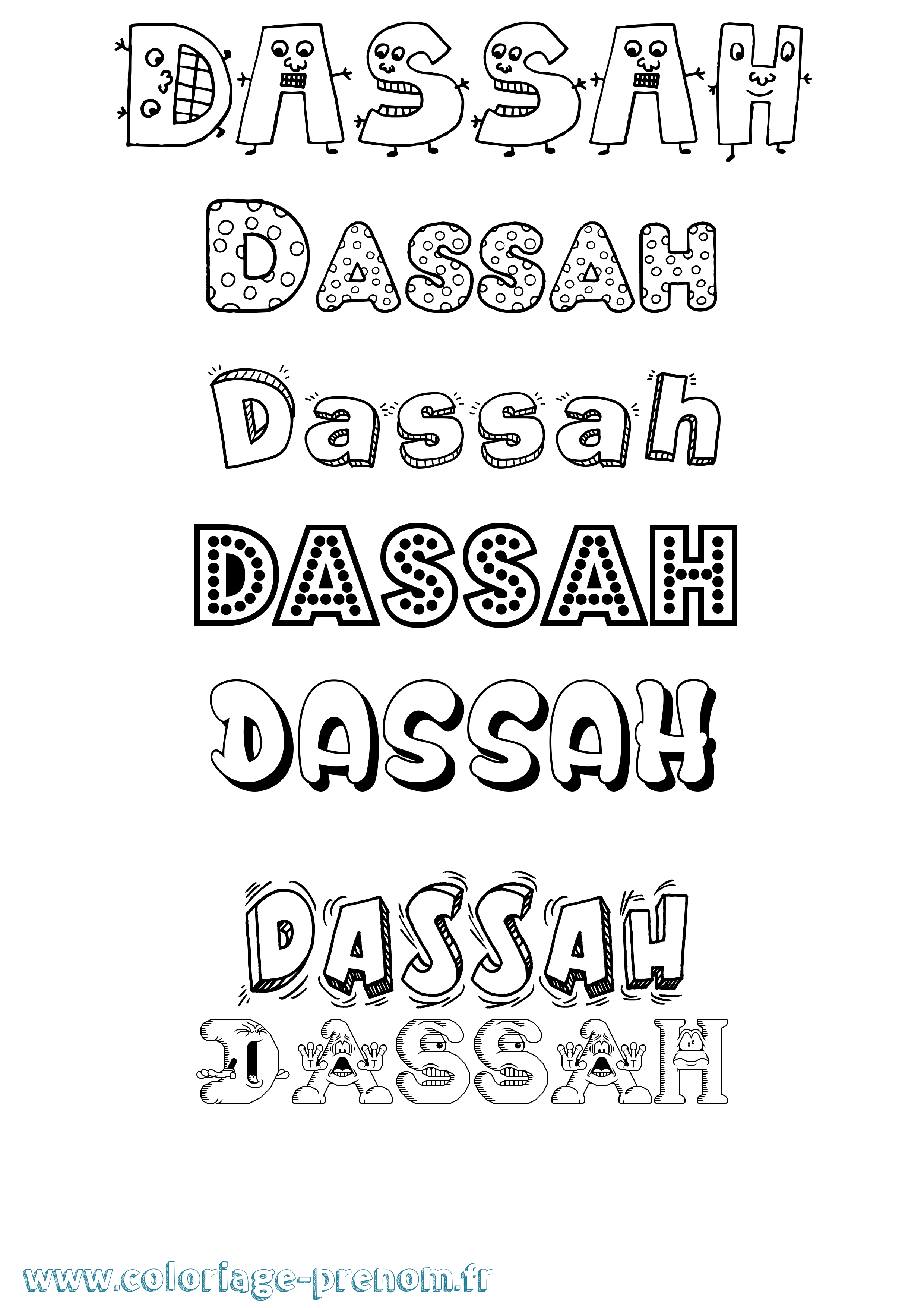 Coloriage Dassah Fun Coloriage prénom Dassah Fun