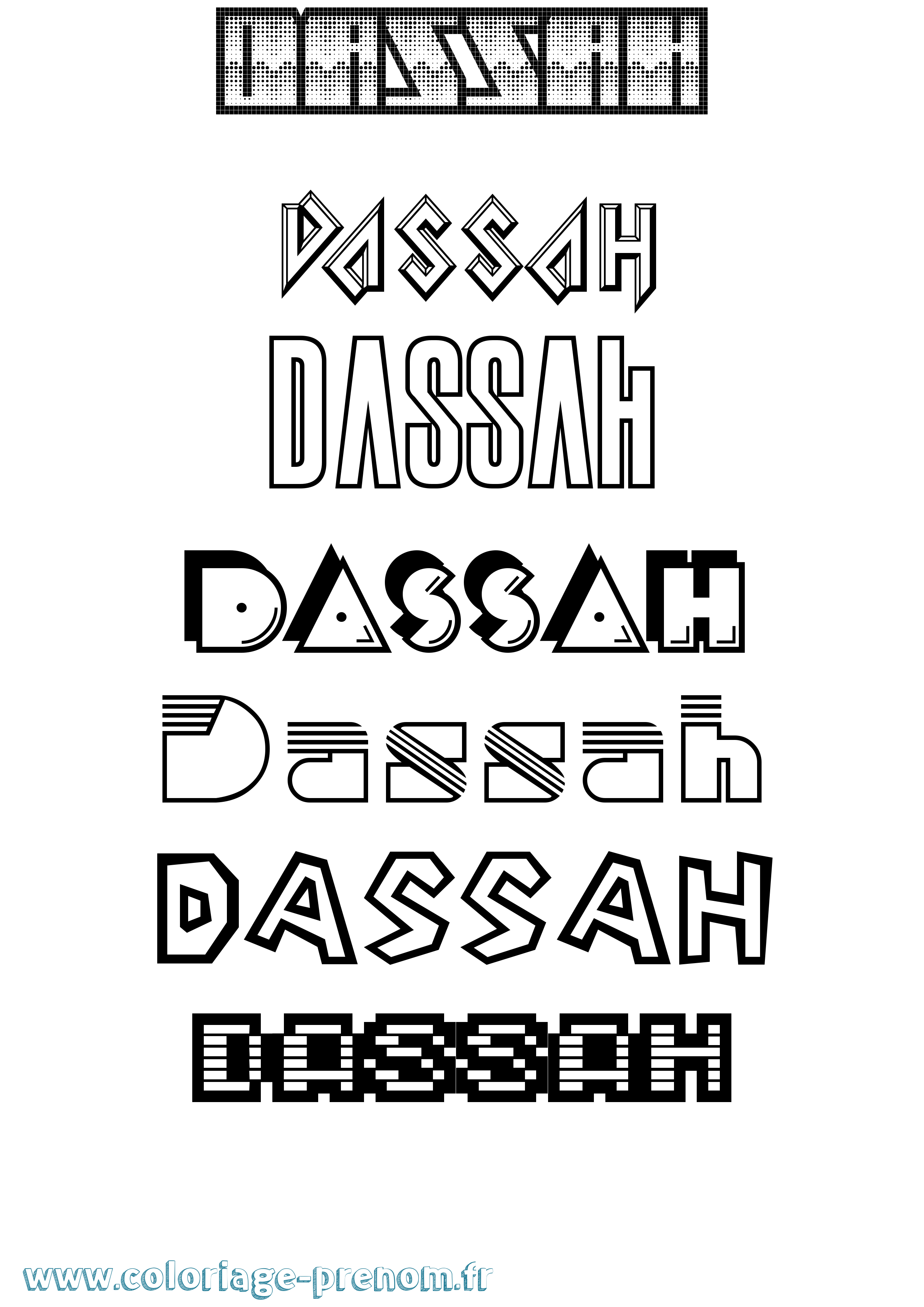 Coloriage Dassah Jeux Vidéos Coloriage prénom Dassah Jeux Vidéos