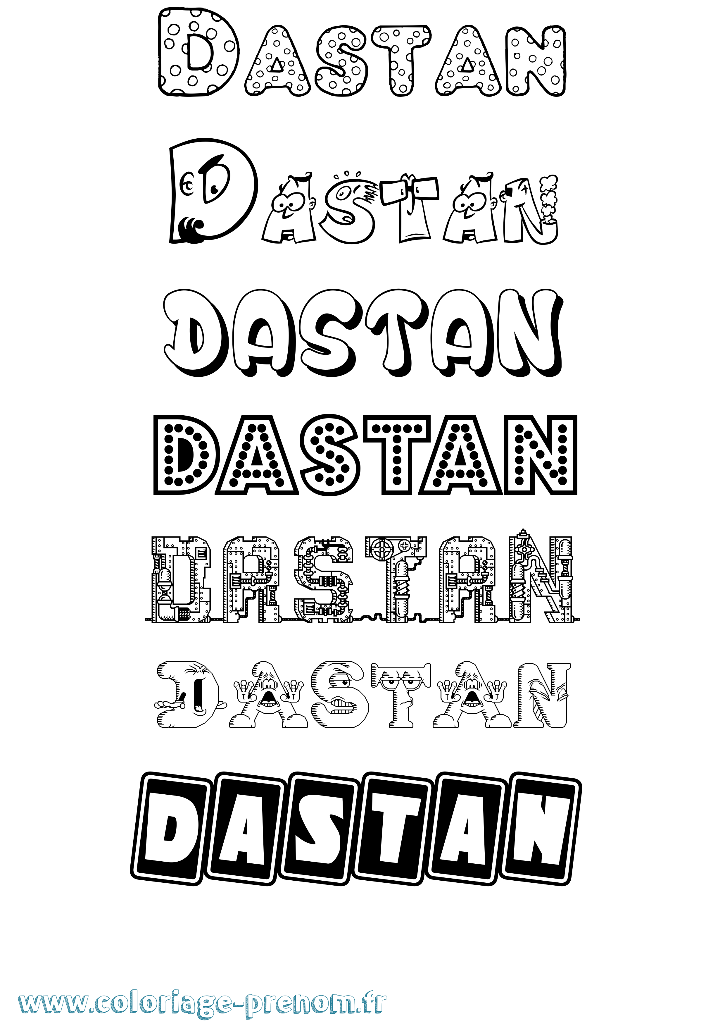 Coloriage Dastan Fun Coloriage prénom Dastan Fun