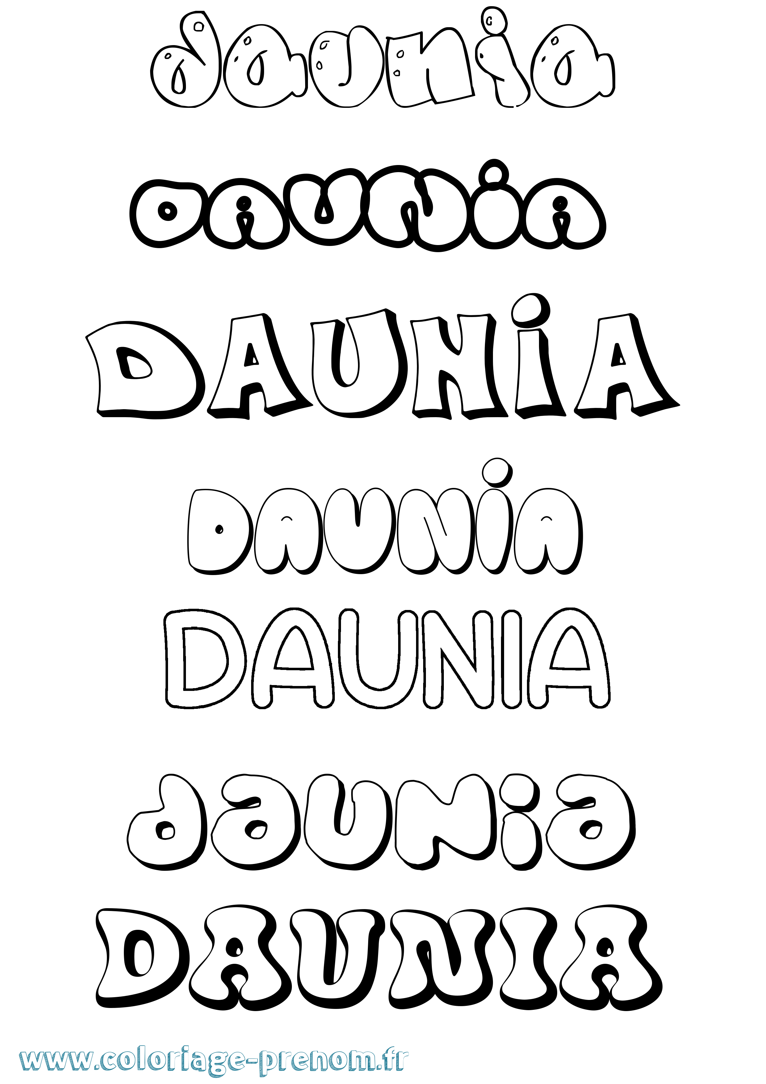 Coloriage Daunia Bubble Coloriage prénom Daunia Bubble
