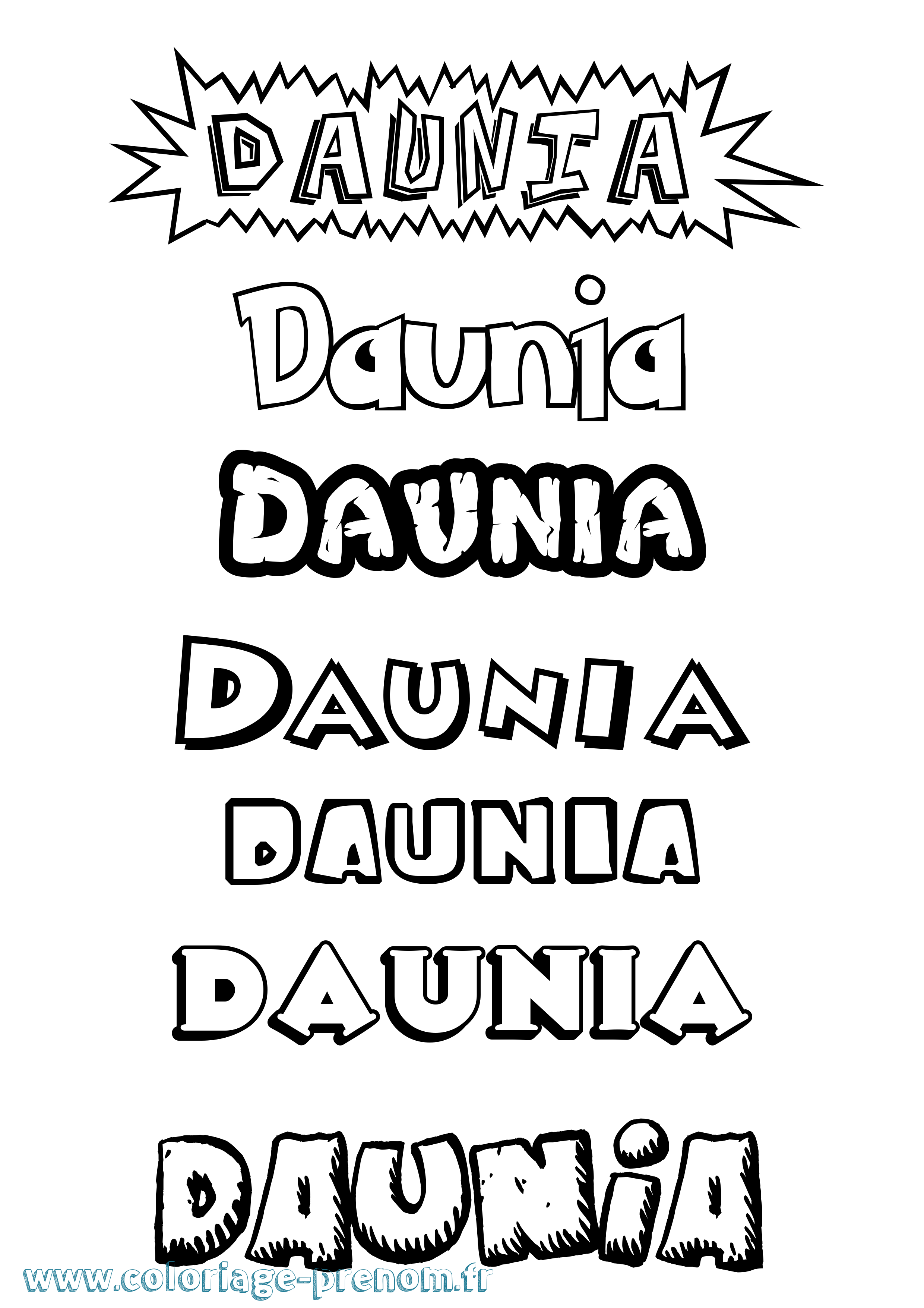 Coloriage Daunia Dessin Animé Coloriage prénom Daunia Dessin Animé