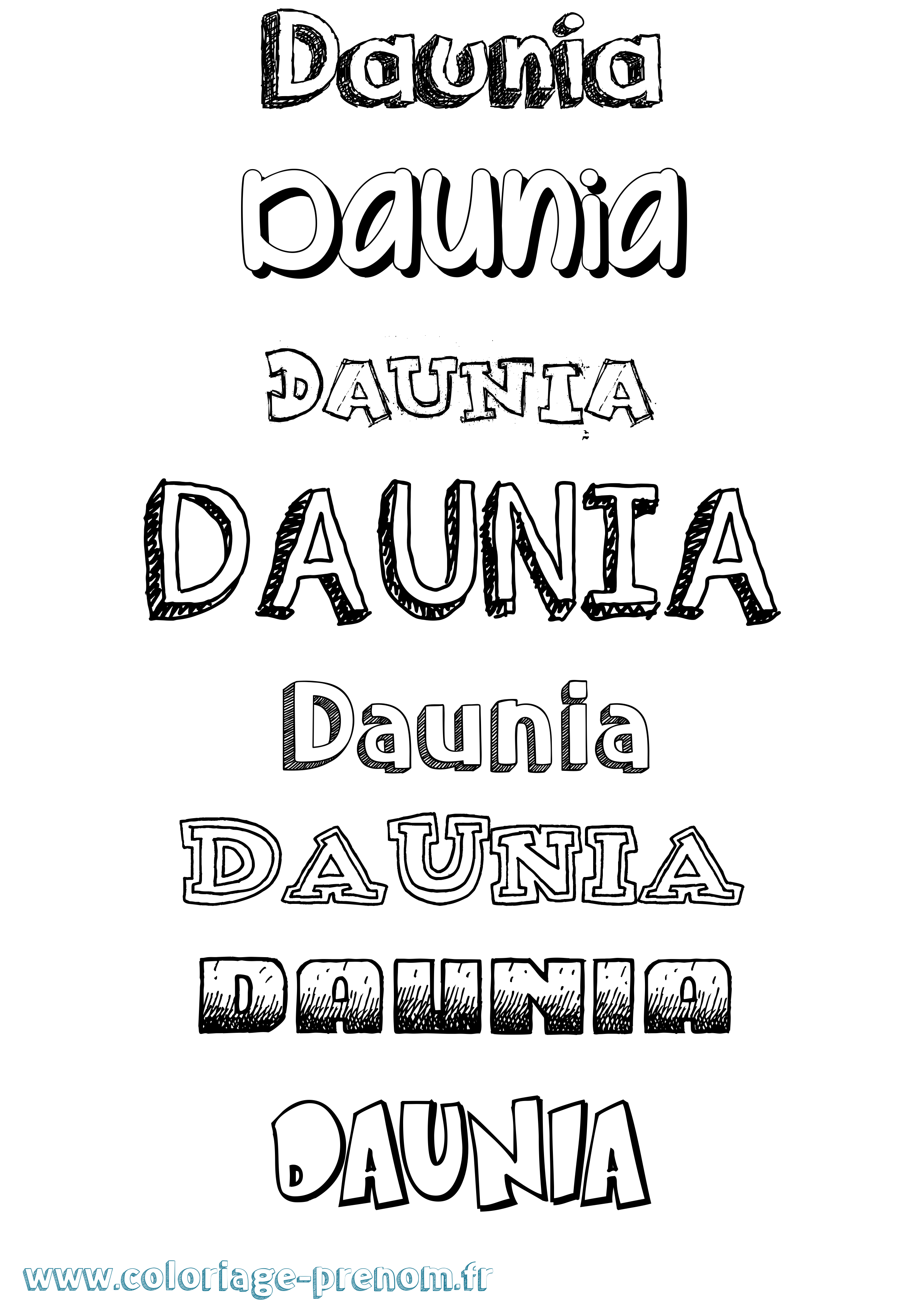Coloriage Daunia Dessiné Coloriage prénom Daunia Dessiné