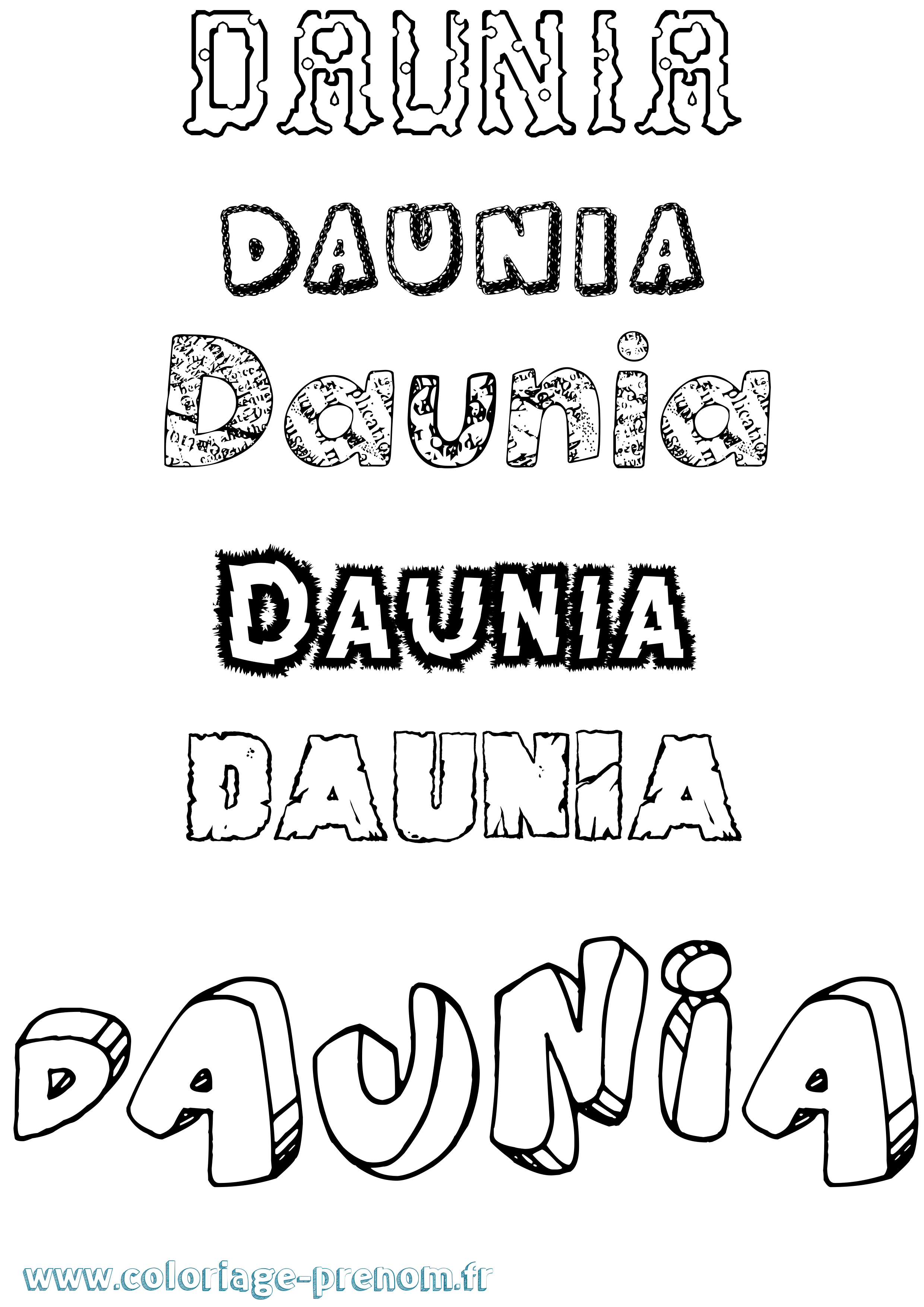 Coloriage Daunia Destructuré Coloriage prénom Daunia Destructuré