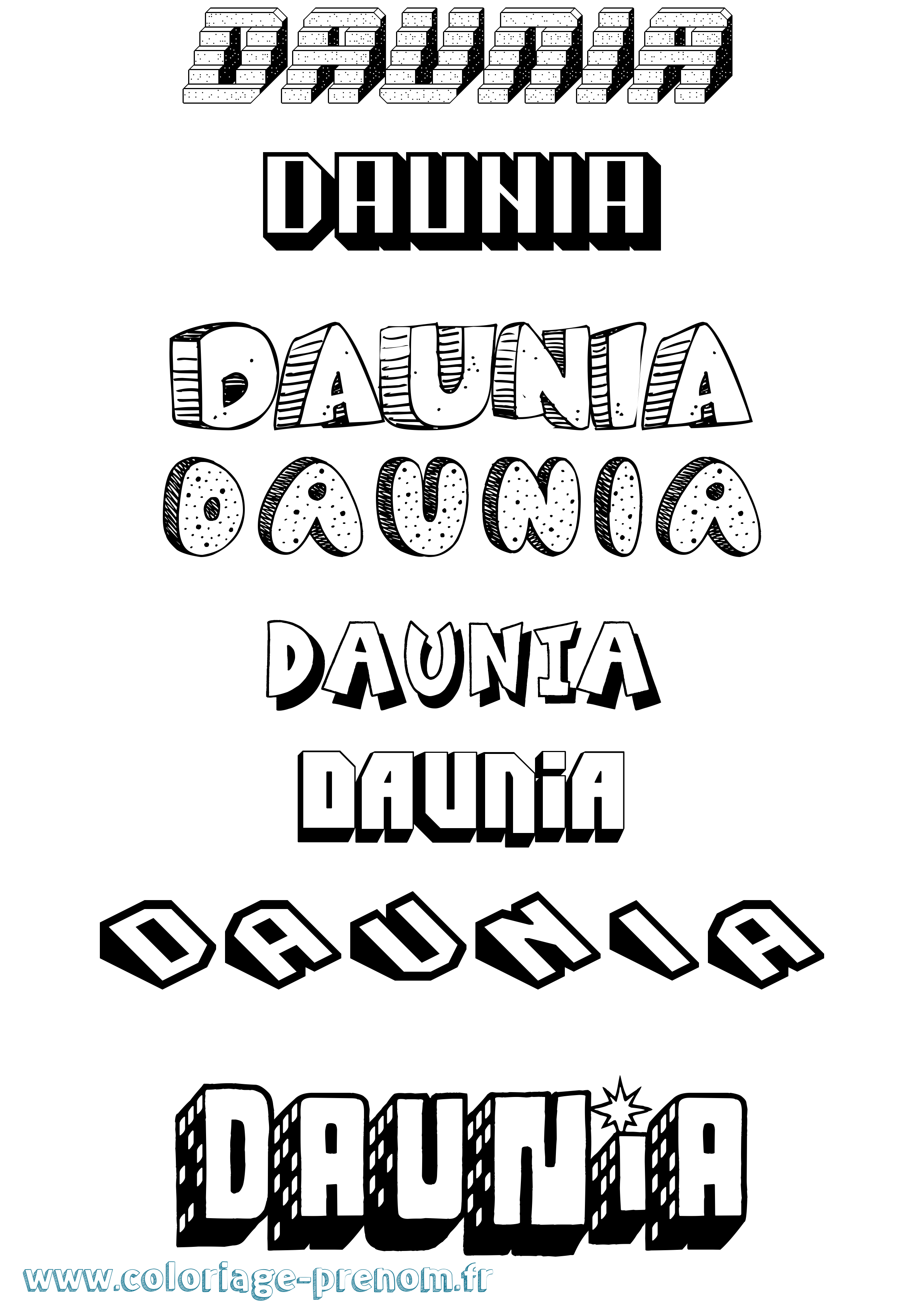 Coloriage Daunia Effet 3D Coloriage prénom Daunia Effet 3D