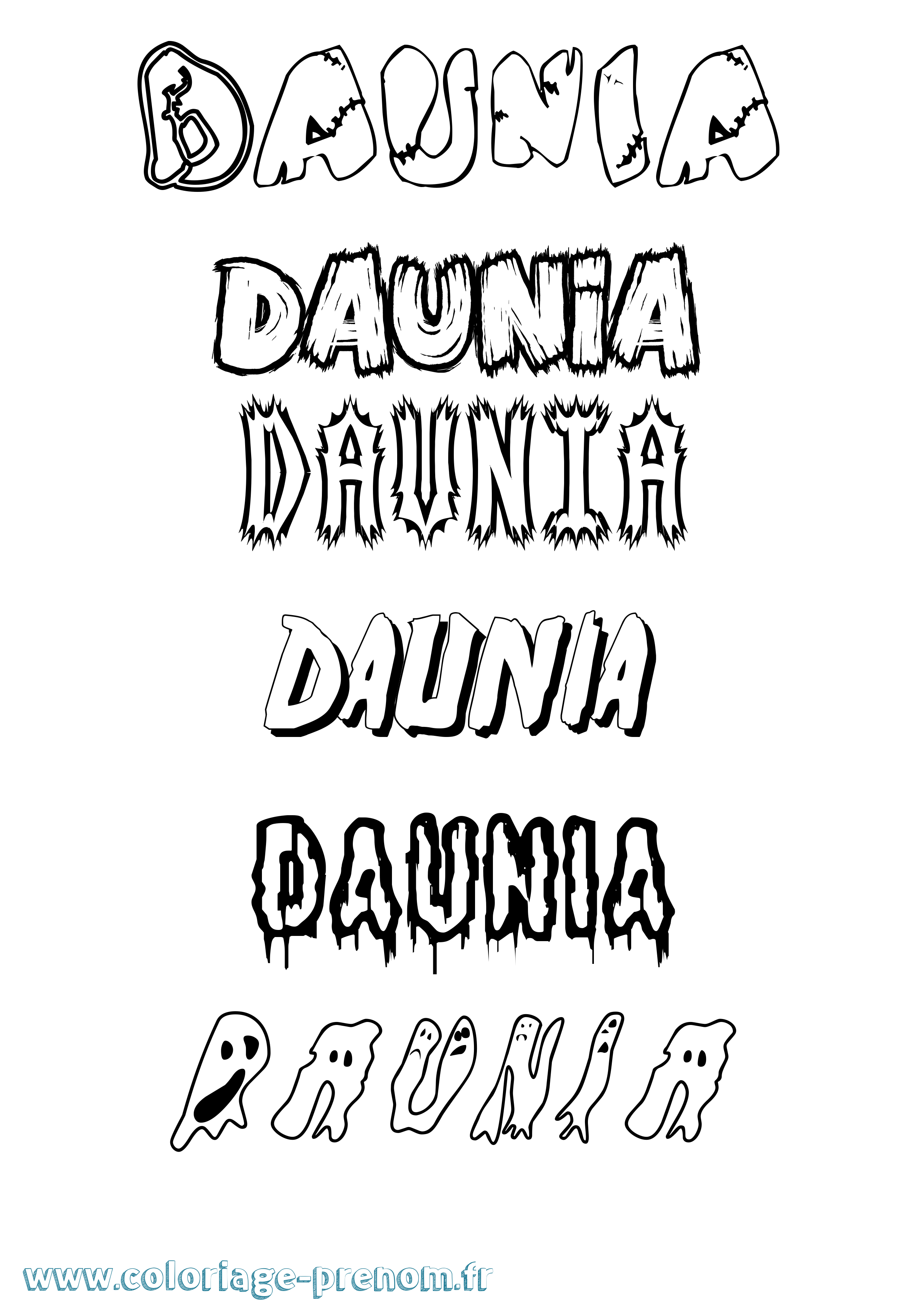 Coloriage Daunia Frisson Coloriage prénom Daunia Frisson
