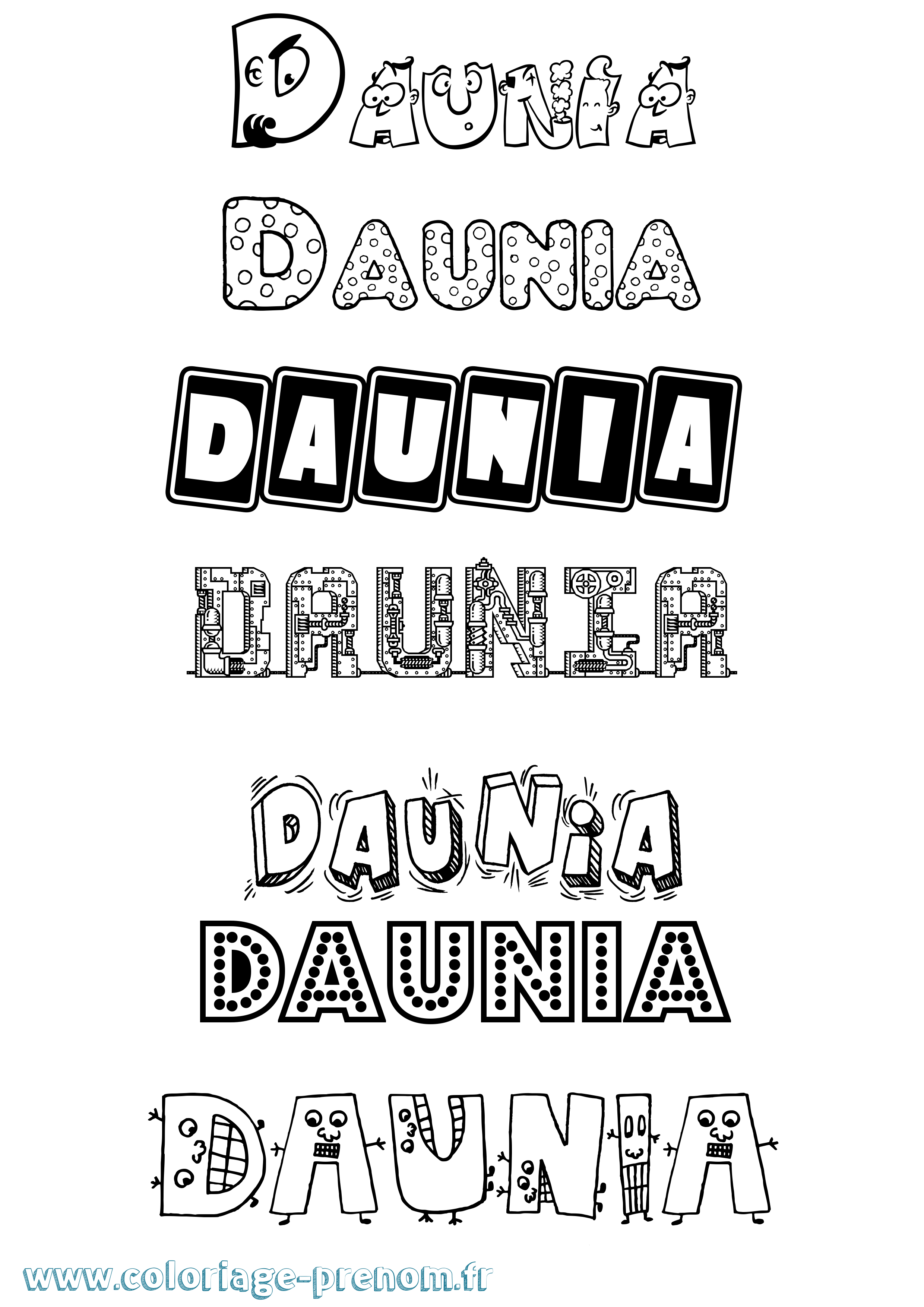 Coloriage Daunia Fun Coloriage prénom Daunia Fun