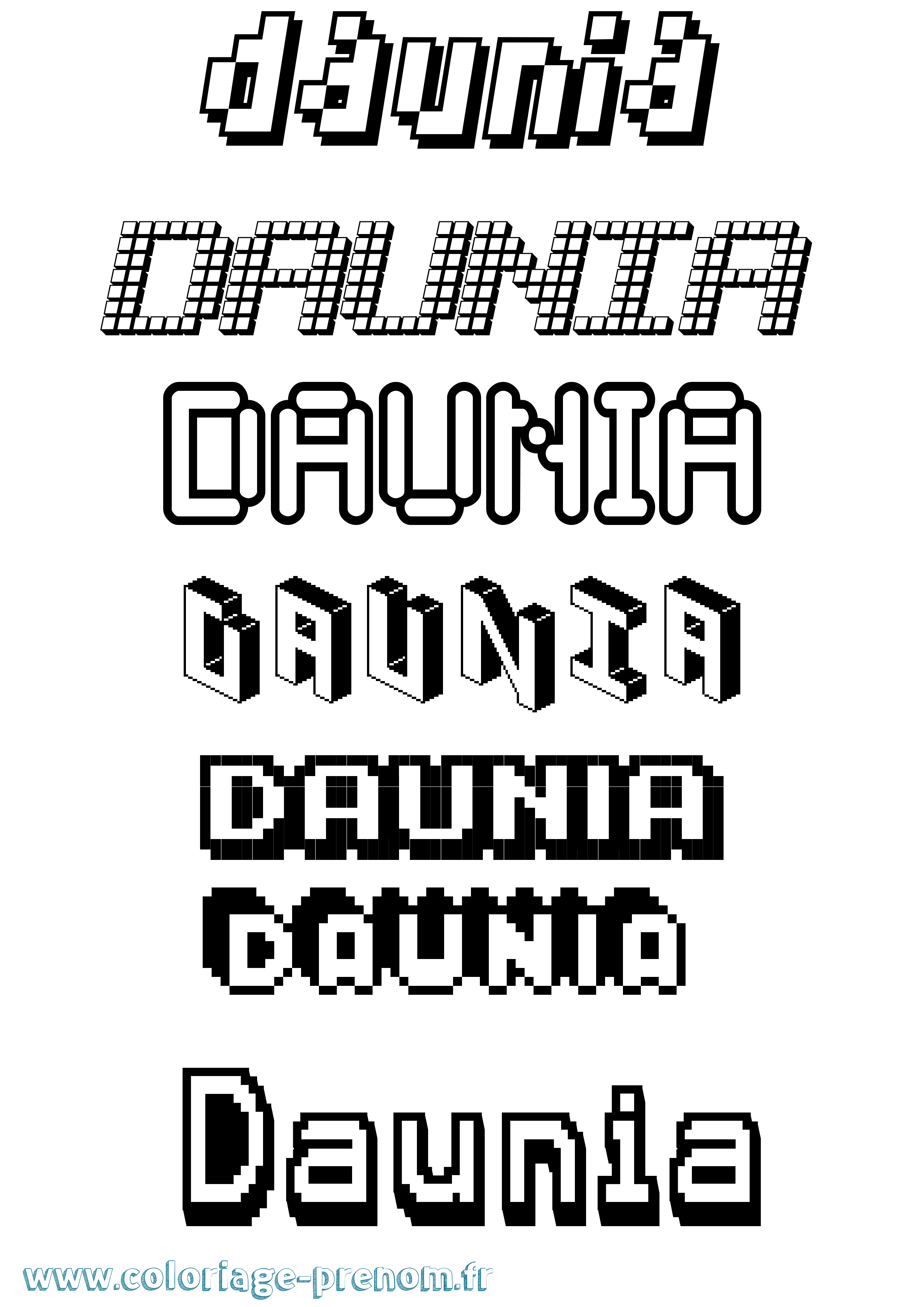 Coloriage Daunia Pixel Coloriage prénom Daunia Pixel