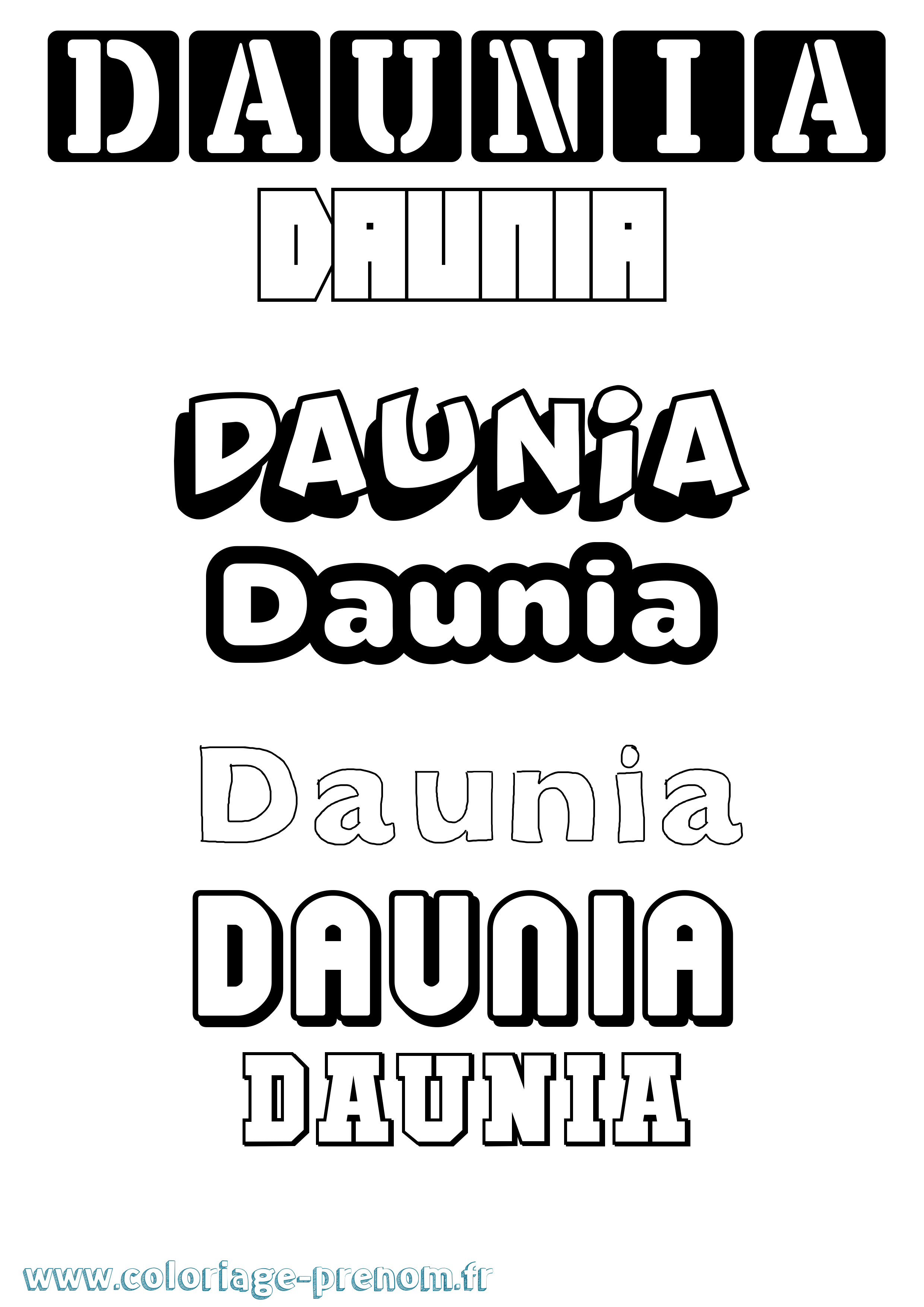 Coloriage Daunia Simple Coloriage prénom Daunia Simple