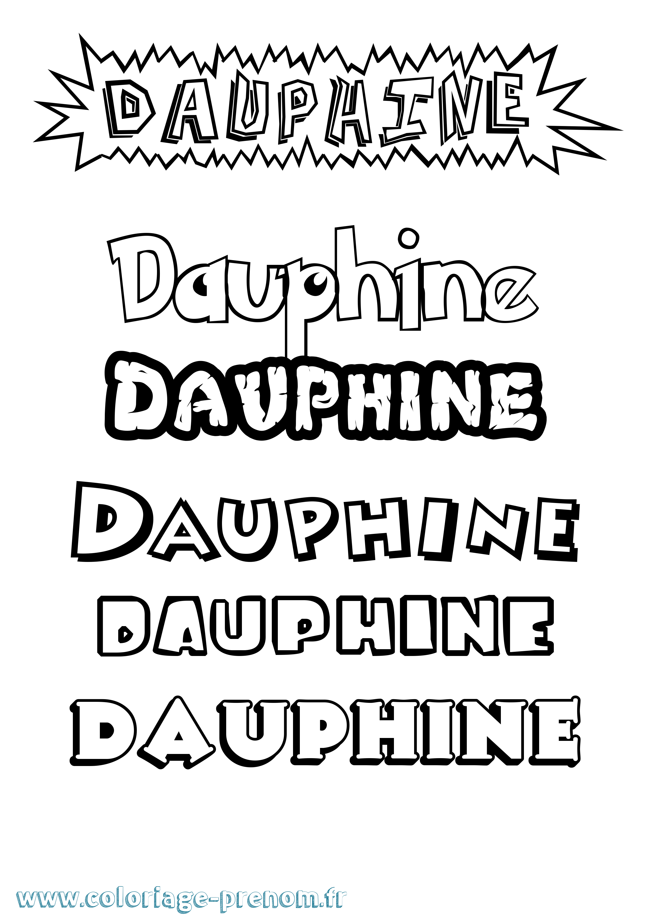 Coloriage Dauphine Dessin Animé Coloriage prénom Dauphine Dessin Animé