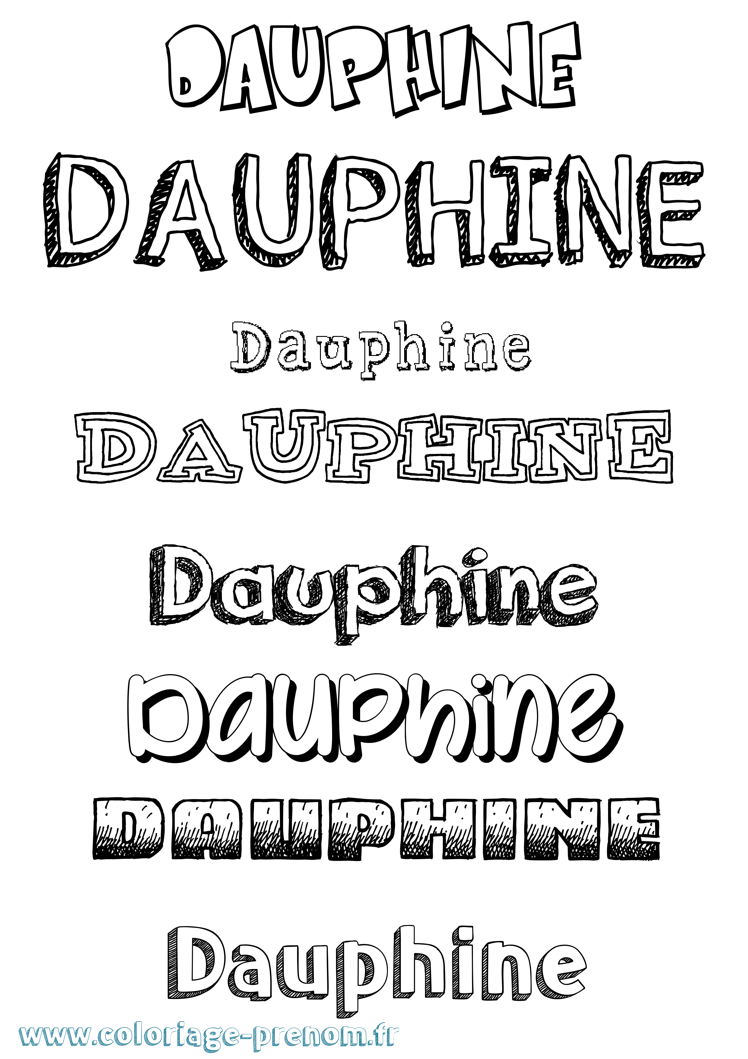 Coloriage Dauphine Dessiné Coloriage prénom Dauphine Dessiné