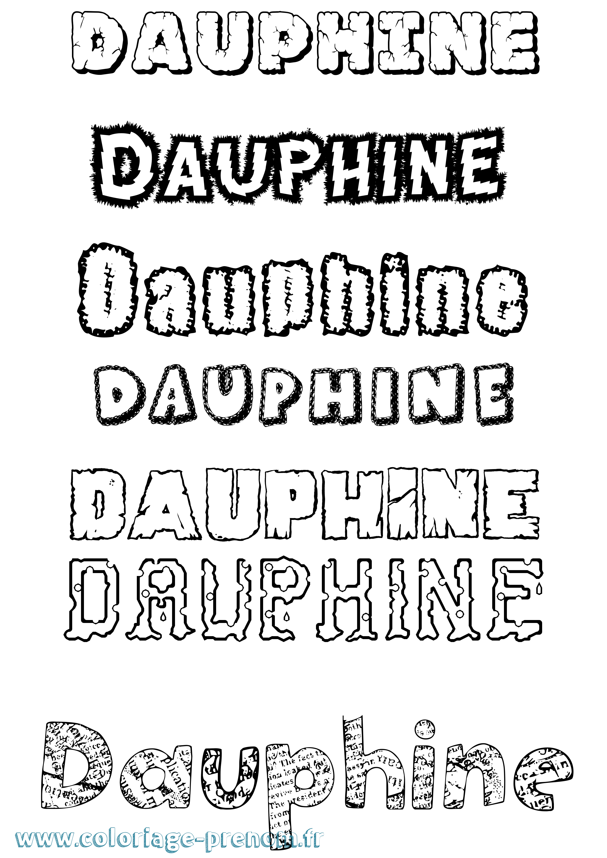 Coloriage Dauphine Destructuré Coloriage prénom Dauphine Destructuré